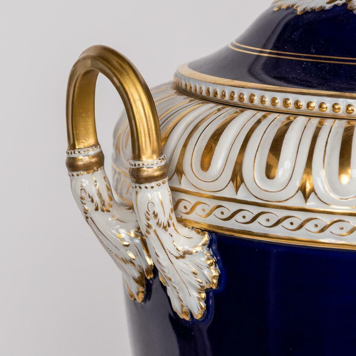 photo for sale Antique 19th Century German Kpm Porcelain Two Handled Vases And Covers C.1890