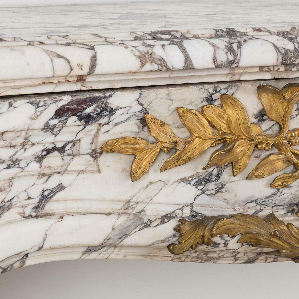 photo furniture 19th Century French Ormolu Mounted Breche Violette Marble Fireplace C.1870
