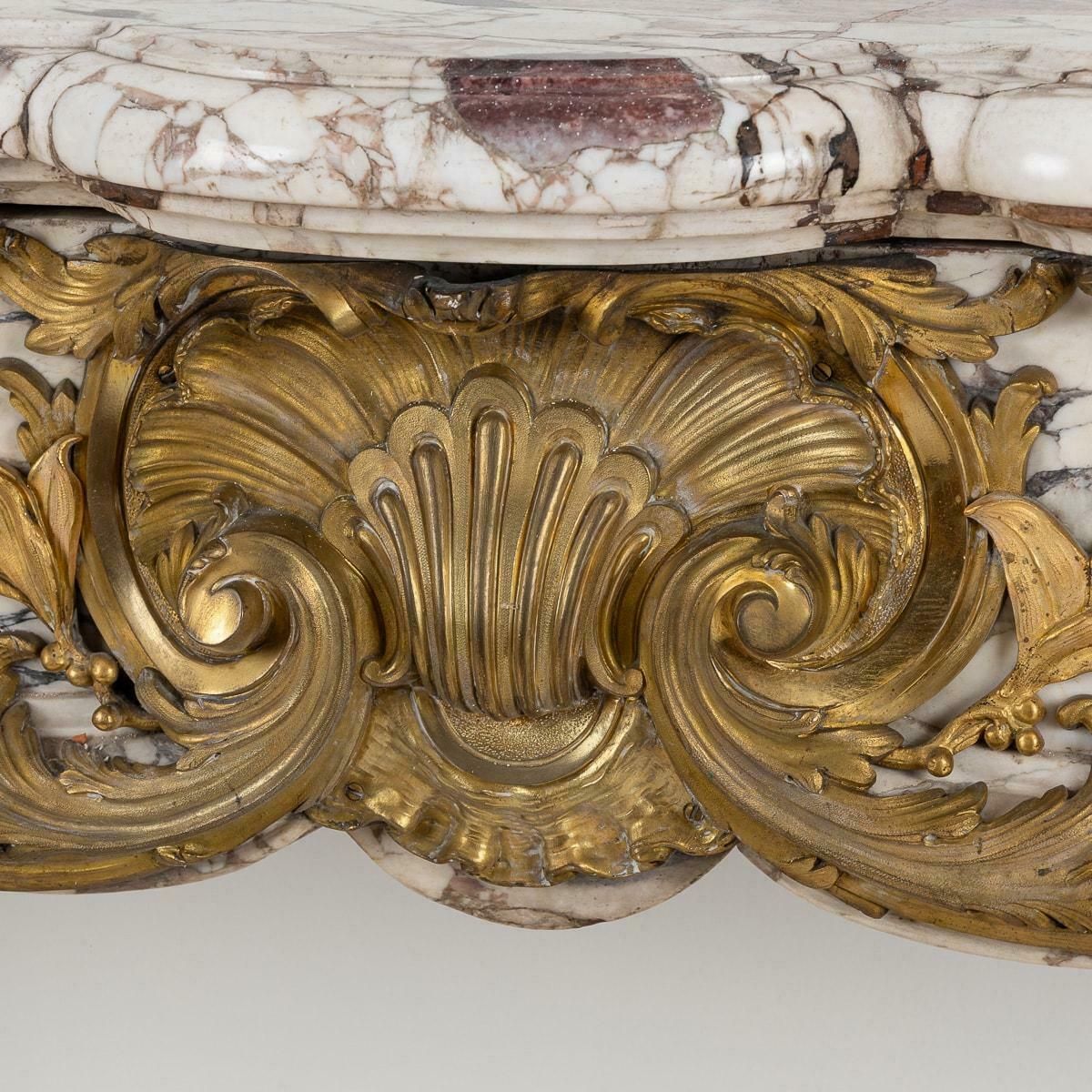 photo for sale 19th Century French Ormolu Mounted Breche Violette Marble Fireplace C.1870