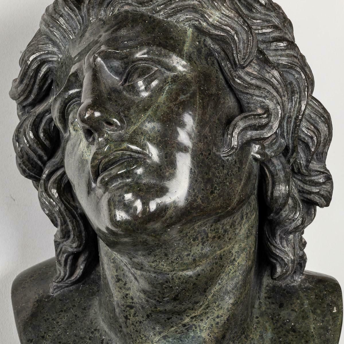 Antique 20th Century Italian Green Marble Life Size Bust On Stand C.1900 photo Art