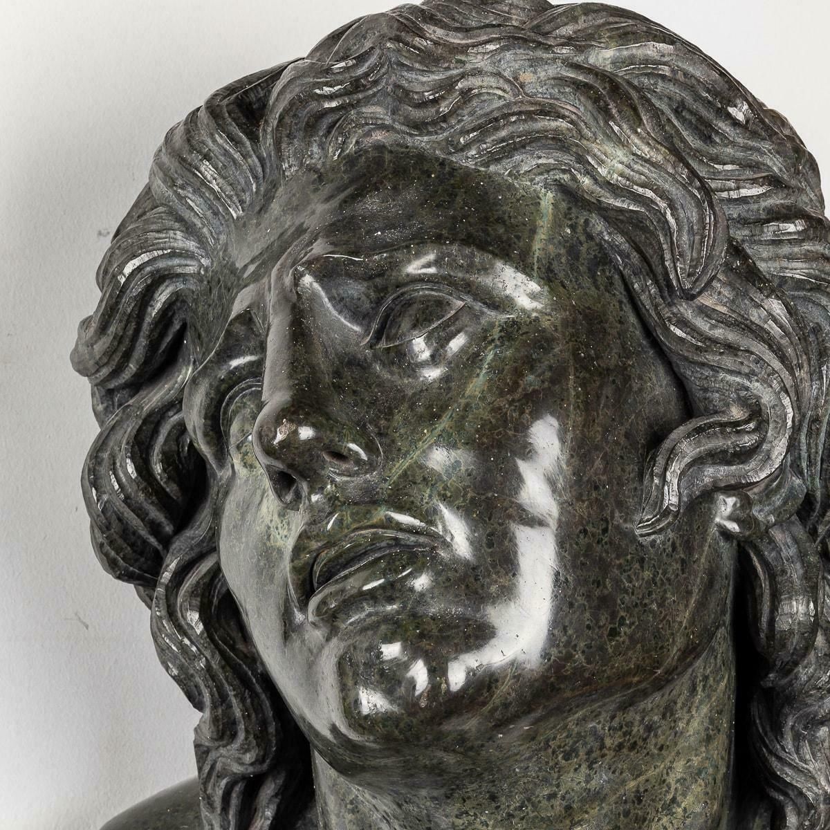 Antique 20th Century Italian Green Marble Life Size Bust On Stand C.1900 photo 11495.0