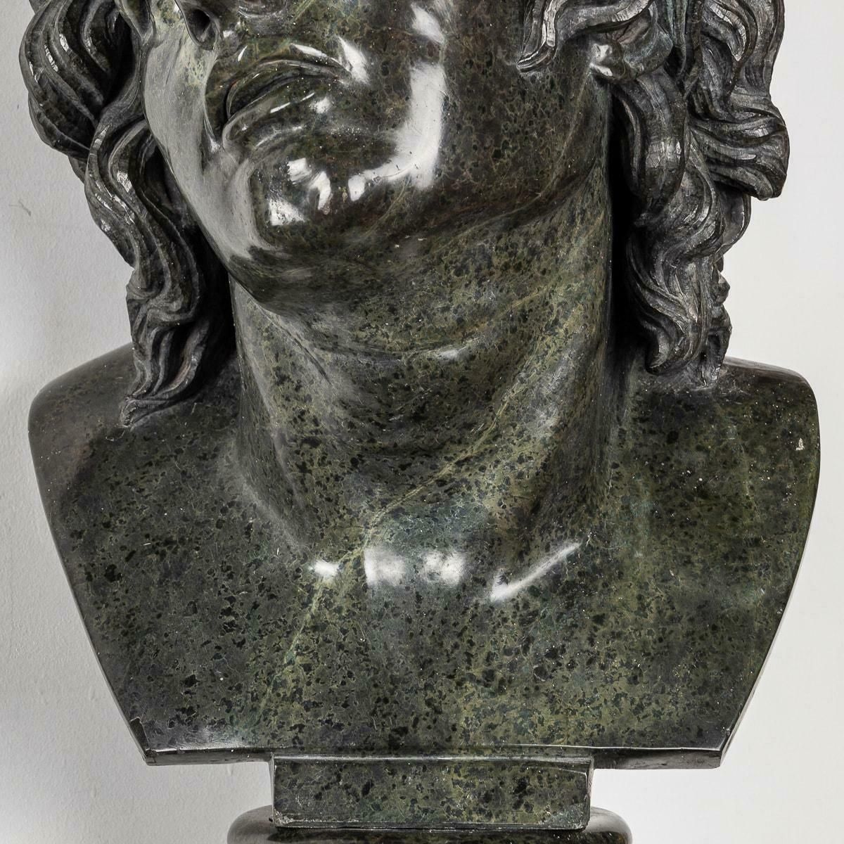 Antique 20th Century Italian Green Marble Life Size Bust On Stand C.1900 photo vintage
