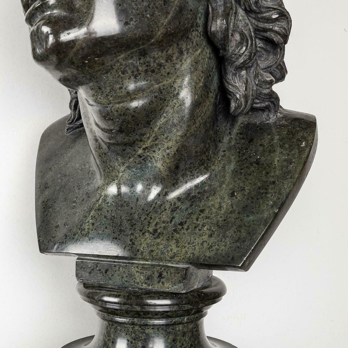 photo buy Antique 20th Century Italian Green Marble Life Size Bust On Stand C.1900