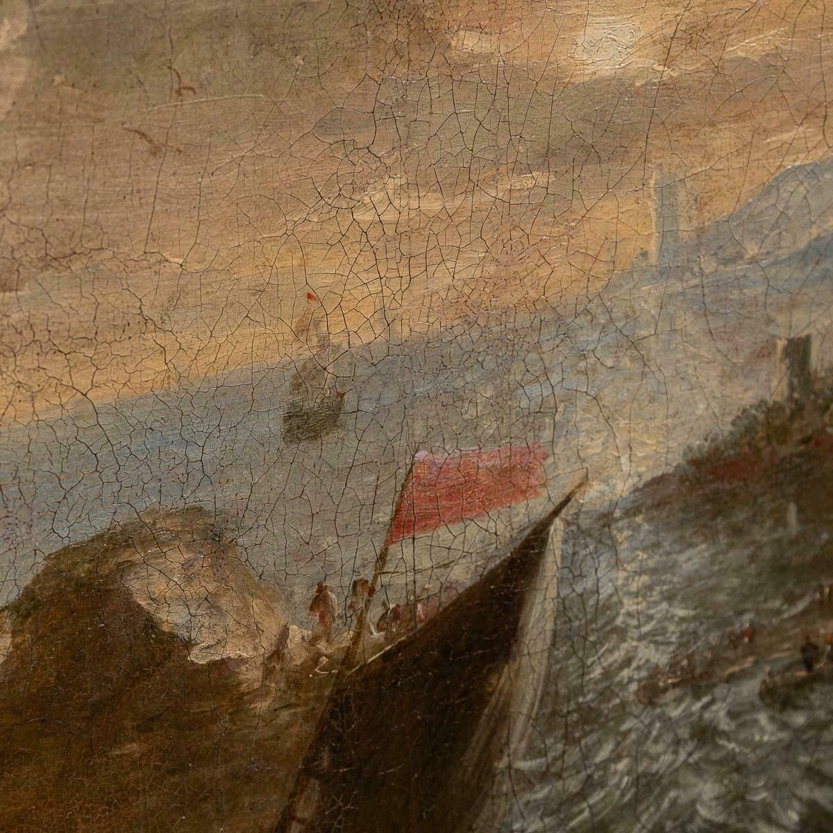 Antique 18th Century European Oil On Canvas Of A Naval Scene photo furniture