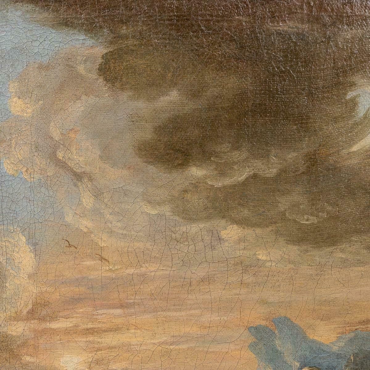 photo vintage Antique 18th Century European Oil On Canvas Of A Naval Scene