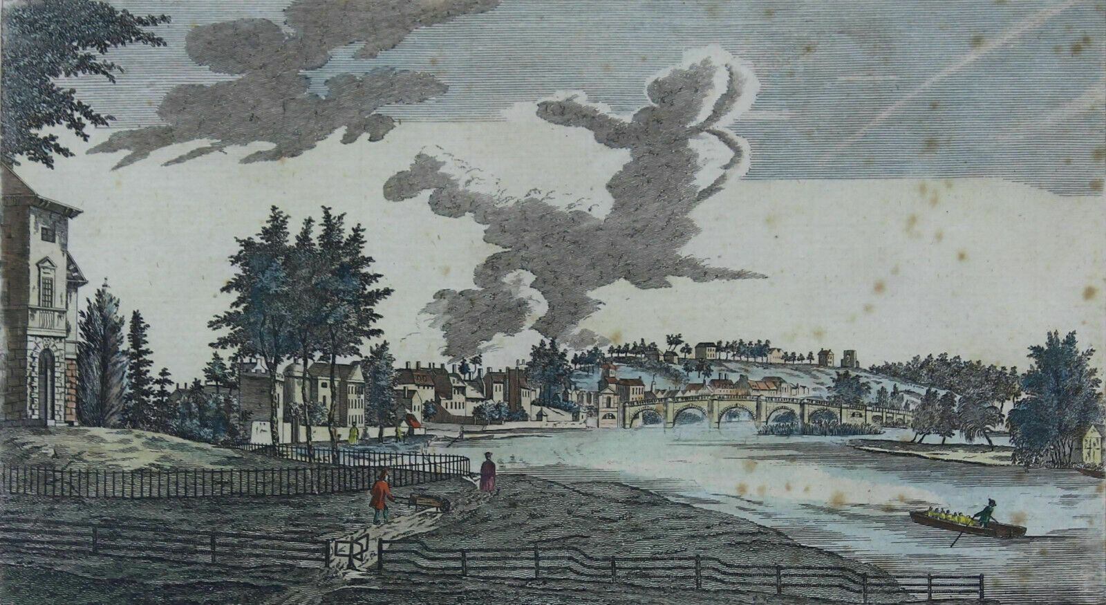 Hand Coloured Engraving Titled "View Of Richmond From The River" photo furniture