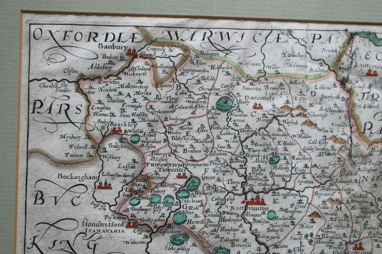 Antique 17th Century Map ‘Northamptoniae (Northamptonshire) Comitatus Descriptio In Quo Coritani Olim Insederunt’  By William Kip  Christopher Saxton photo 250.0
