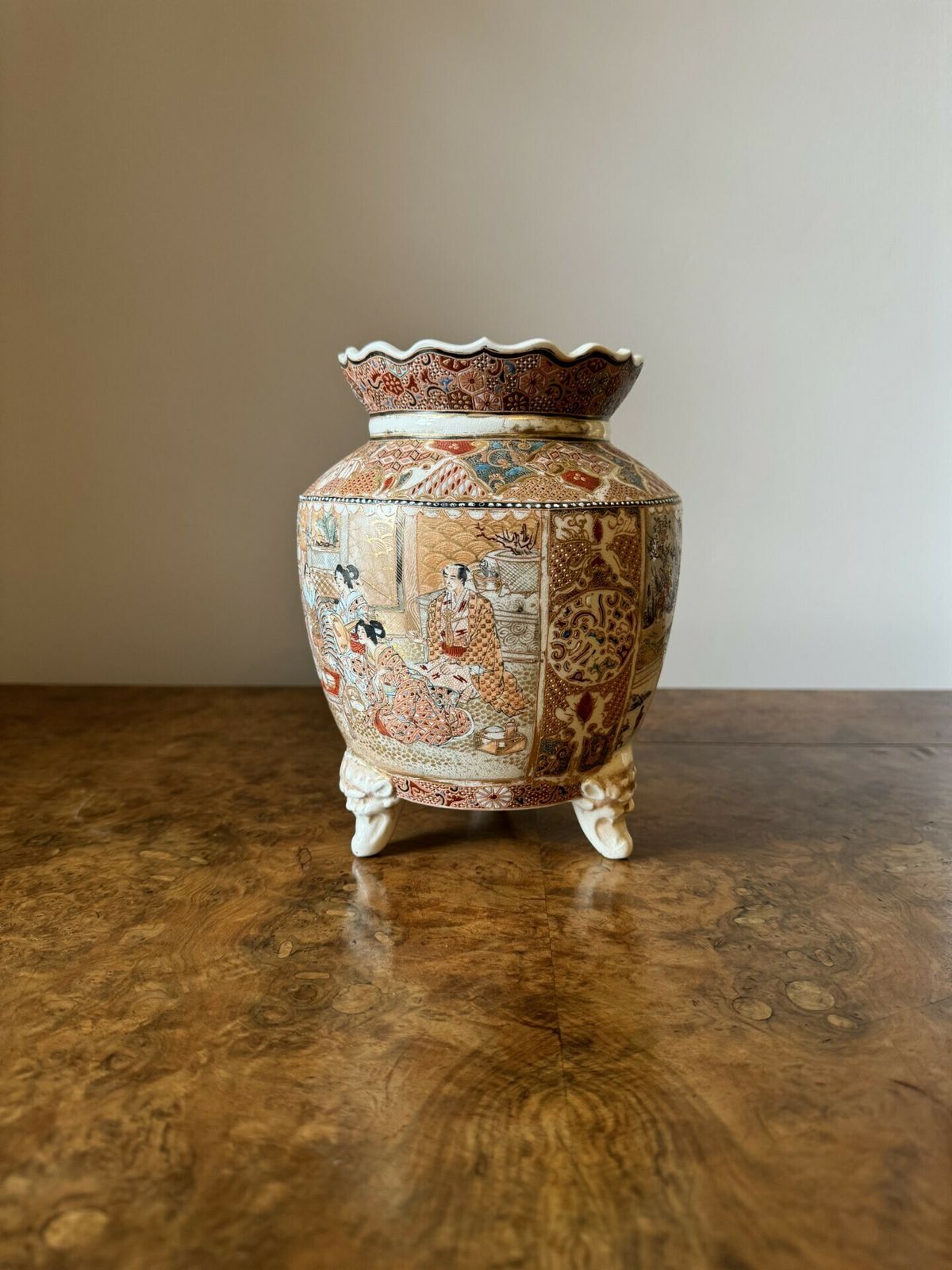 Quality Antique Japanese Satsuma Jardiniere photo vinterior