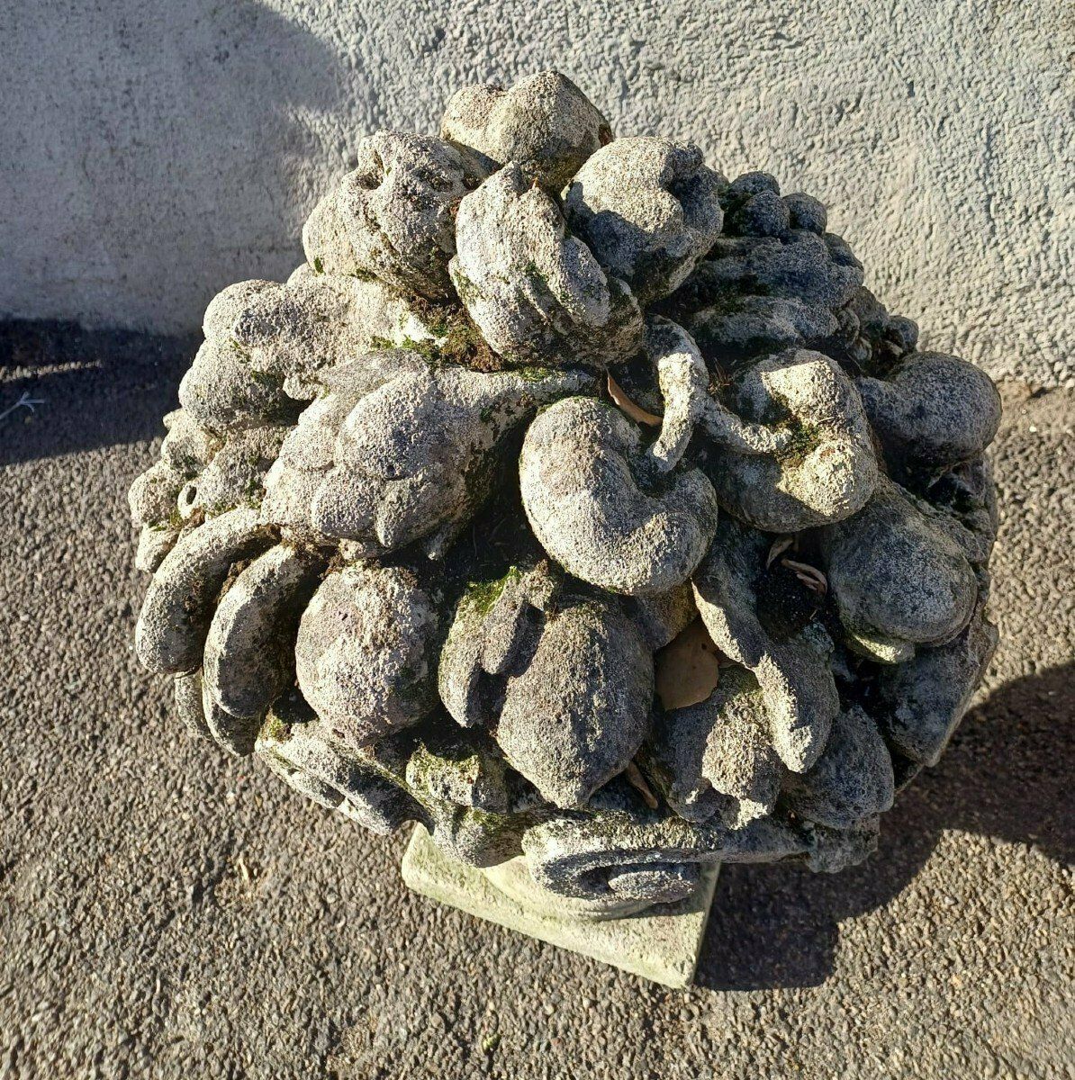 Garden Decor Fruit Bowls, Stone Garden Vases, Early 20th Century photo