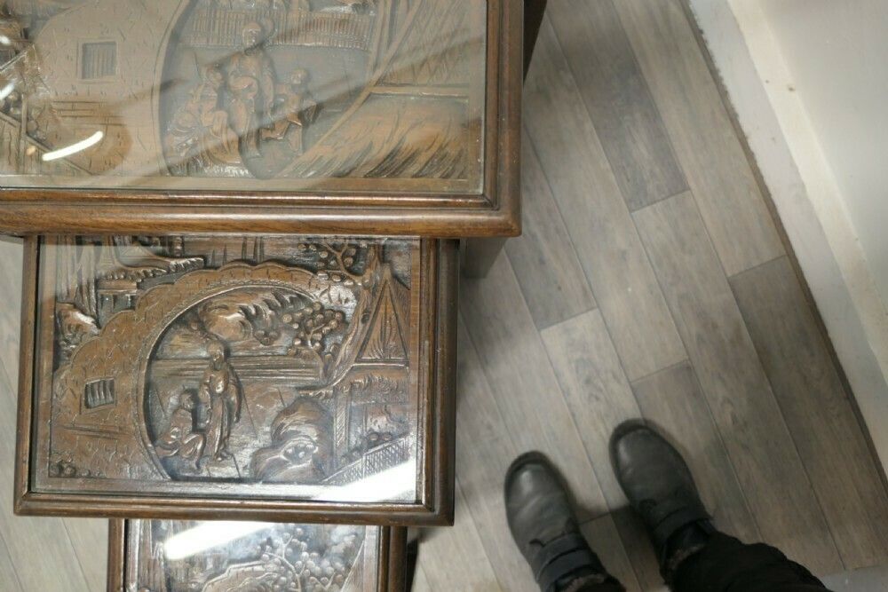 Beautifully Carved Chinoiserie Nest Of Four Tables photo buy