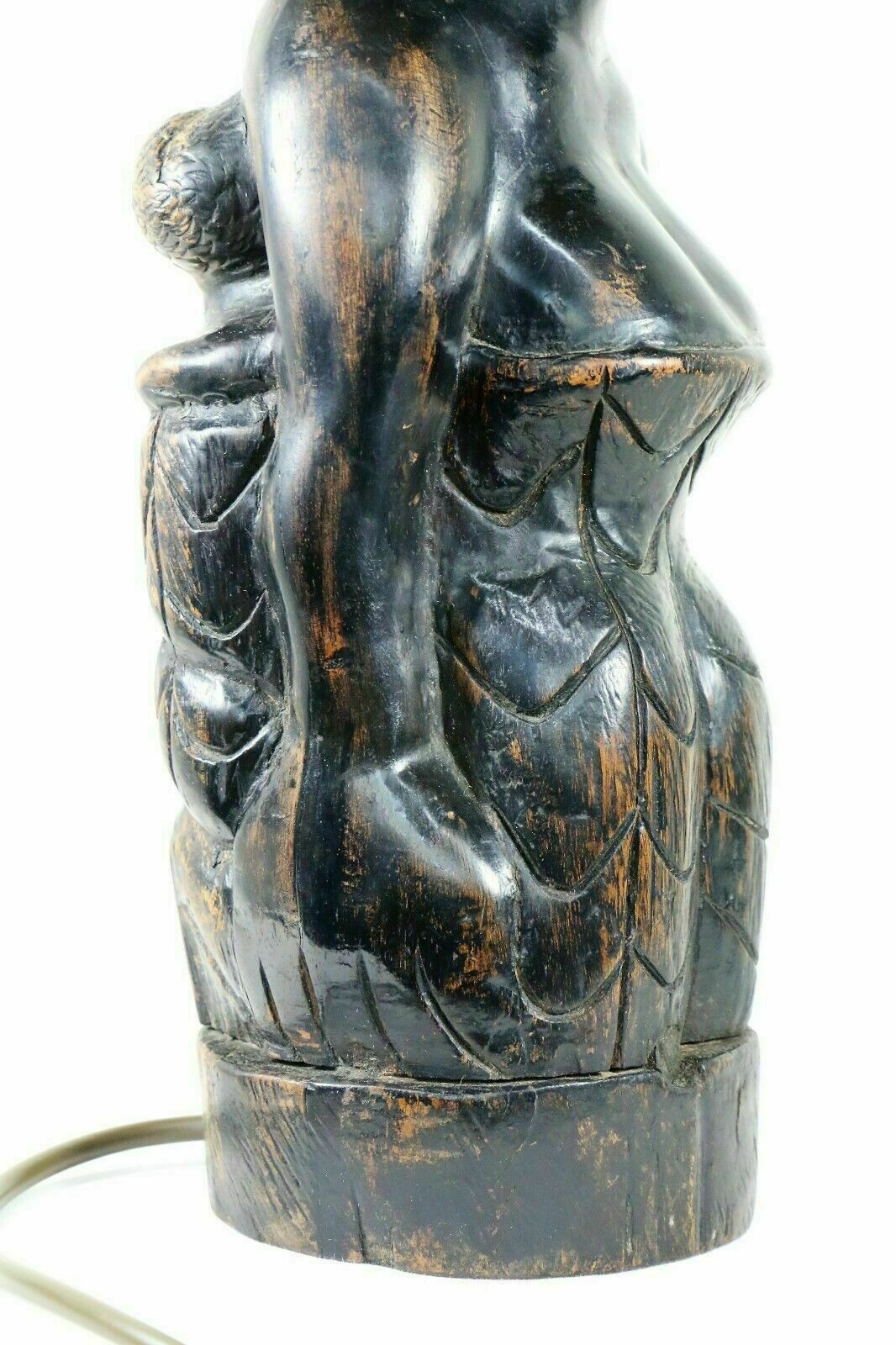 photo furniture A Vintage African Figure Carved Ebonised Wood Table Lamp Ethnic Early 20th C