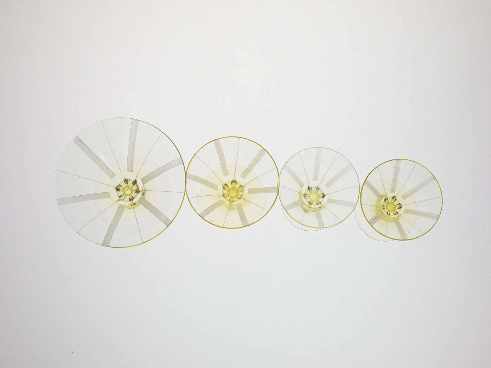 Antique Set Of Ten Yellow Art Deco Glassware, Liquer Glass Set, Art Deco Glass, Vintage Champagne Glasses, Vintage Glasses, Engraved Glasses photo for sale