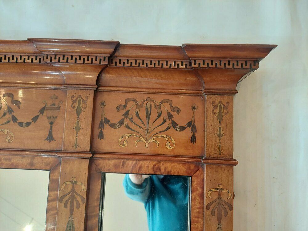 Satinwood Sheraton Style Over Mantel Mirror photo furniture