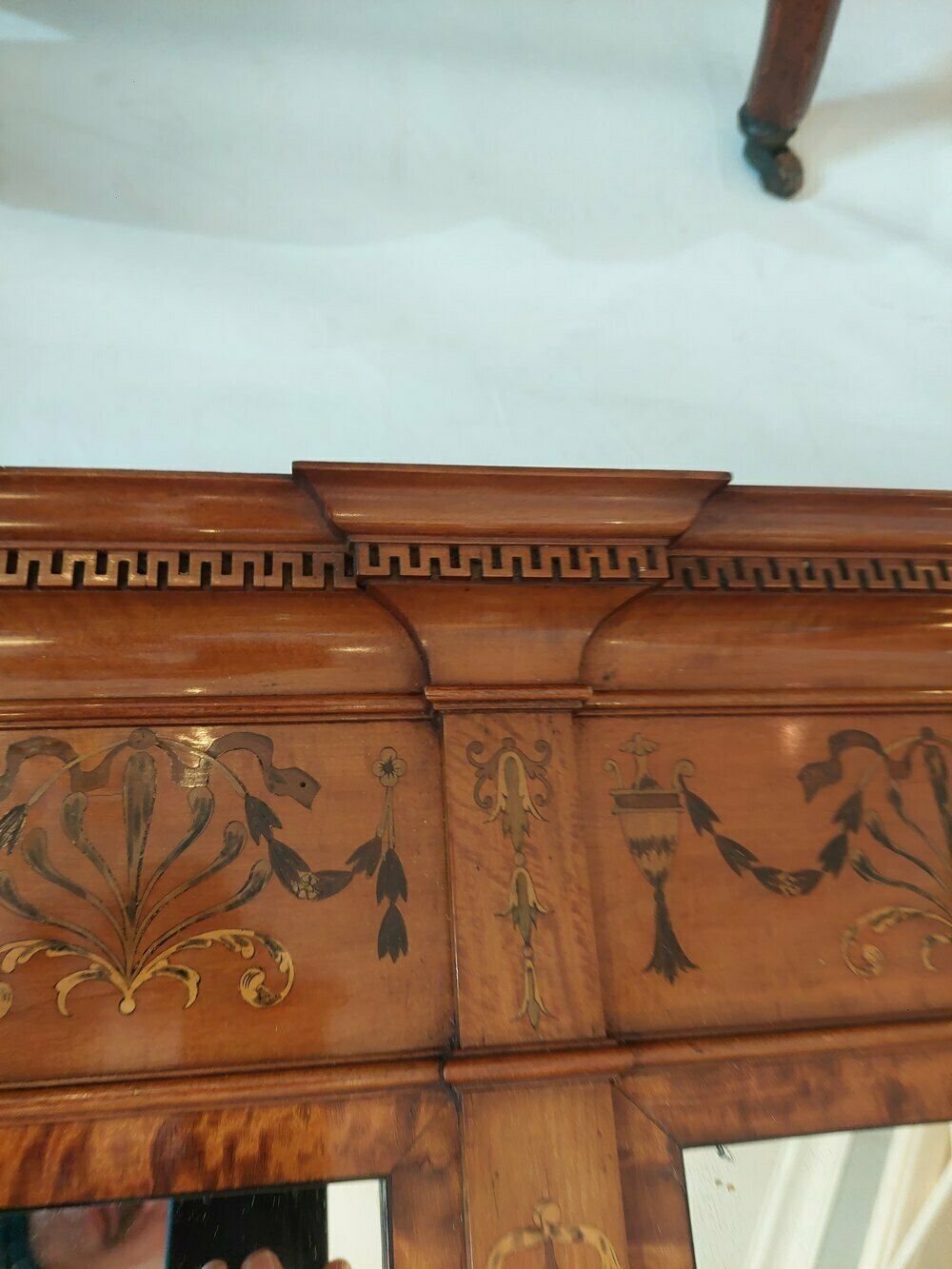 Satinwood Sheraton Style Over Mantel Mirror photo vinterior