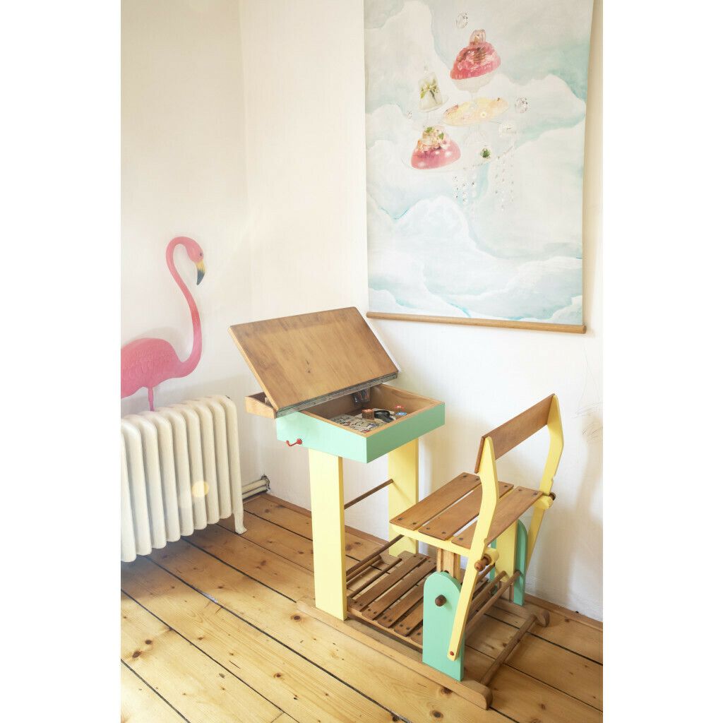 School Bench, 1950s, Vintage photo for sale