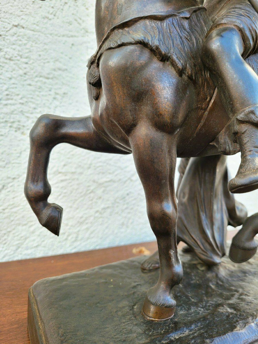 Gaulish Chef On Horseback In Bronze, 19th Century photo vintage