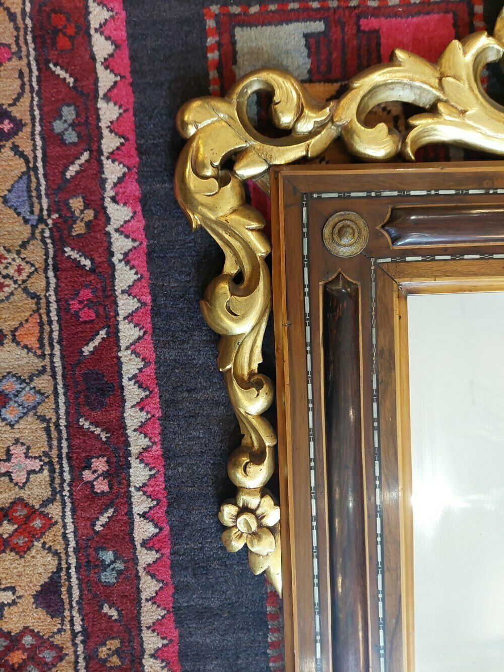 Rosewood & Mahogany Wall Mirror photo furniture