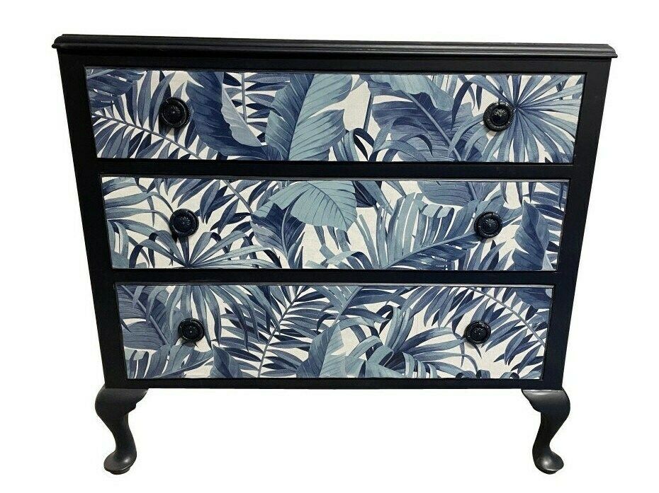 Queen Ann Decoupage Chest Of Drawers   Professional Spray Painted Finish