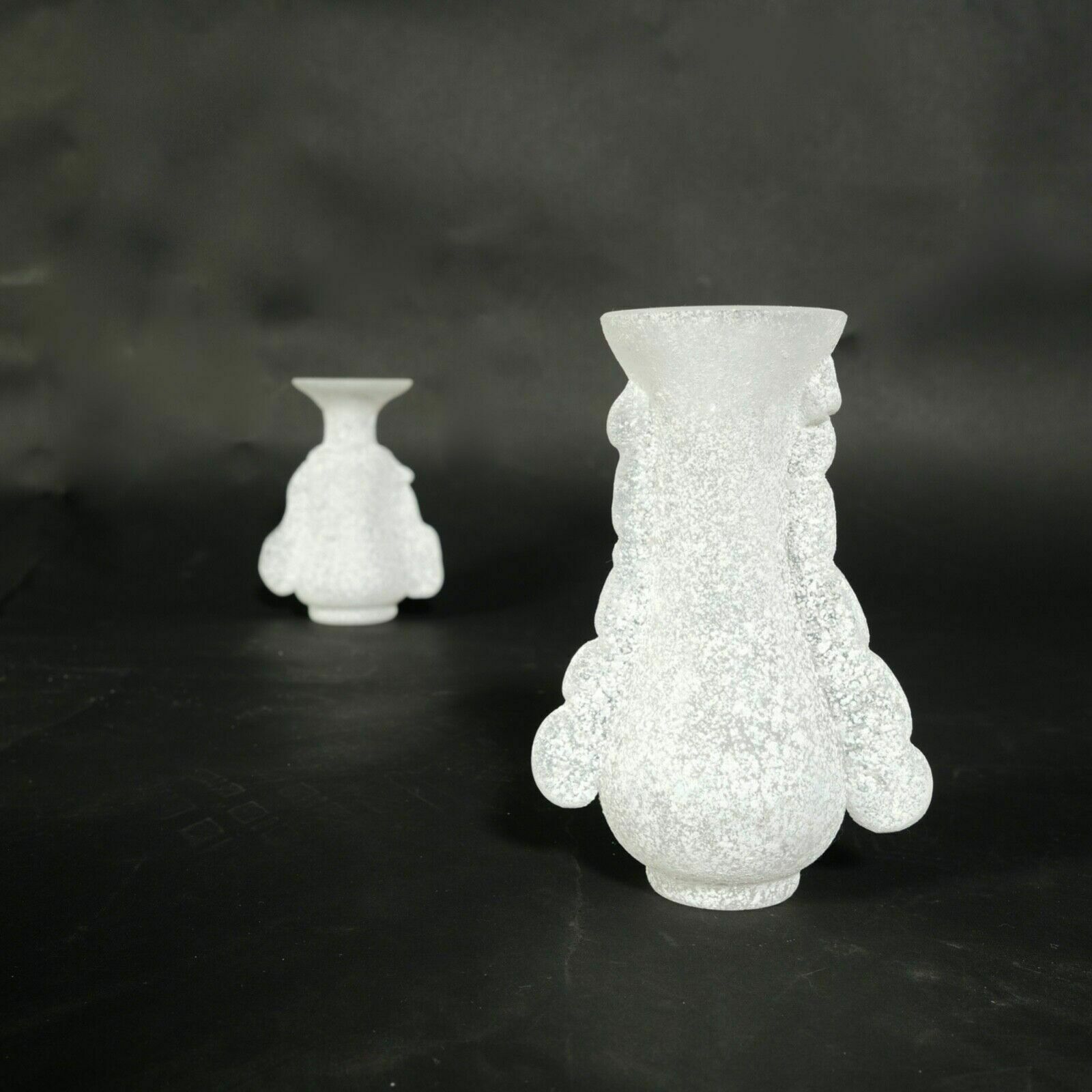 Seguso White Excavation Glass Vases Pair Of Vittorio Rigattieri Murano Vases From The 70s photo furniture