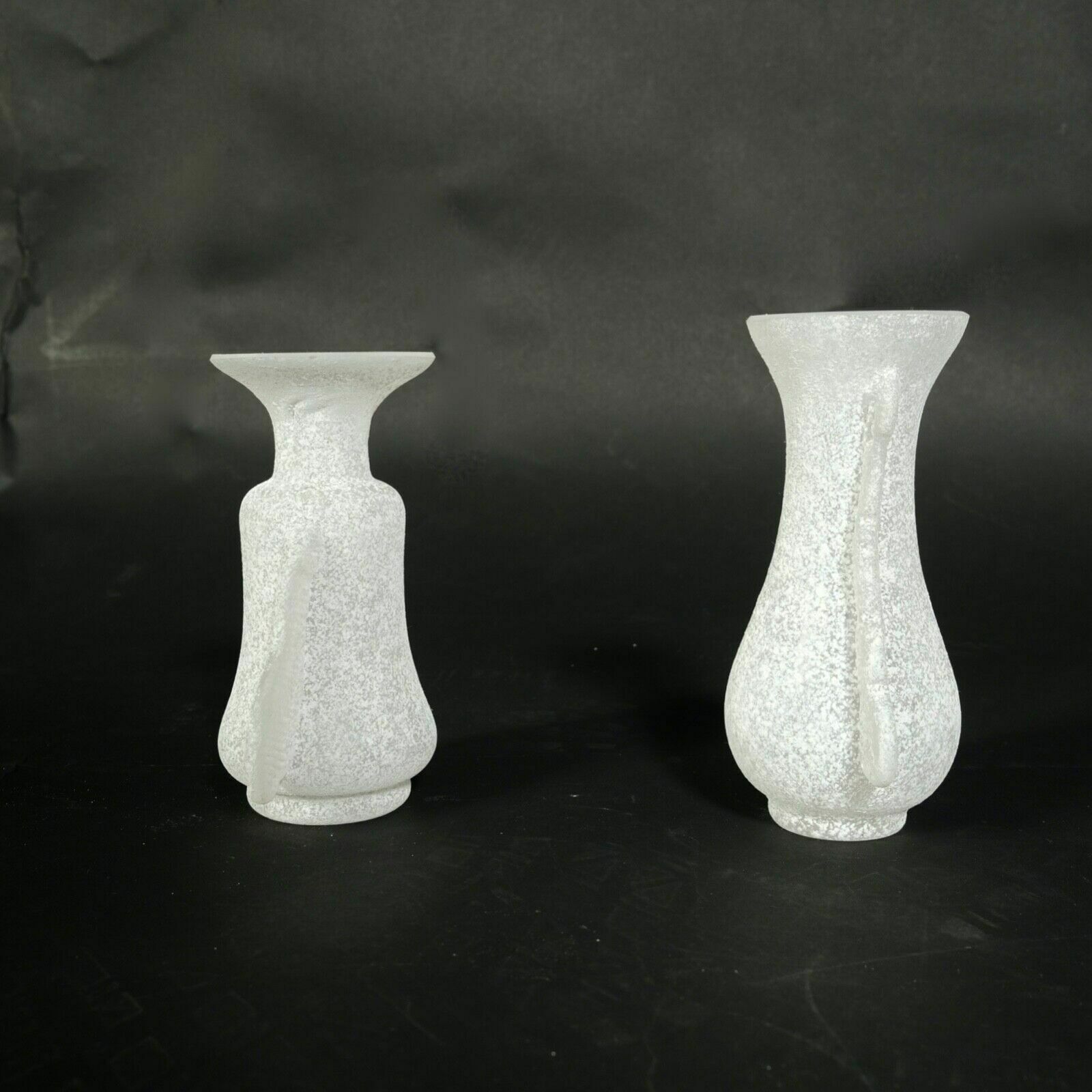 Seguso White Excavation Glass Vases Pair Of Vittorio Rigattieri Murano Vases From The 70s photo 380.0