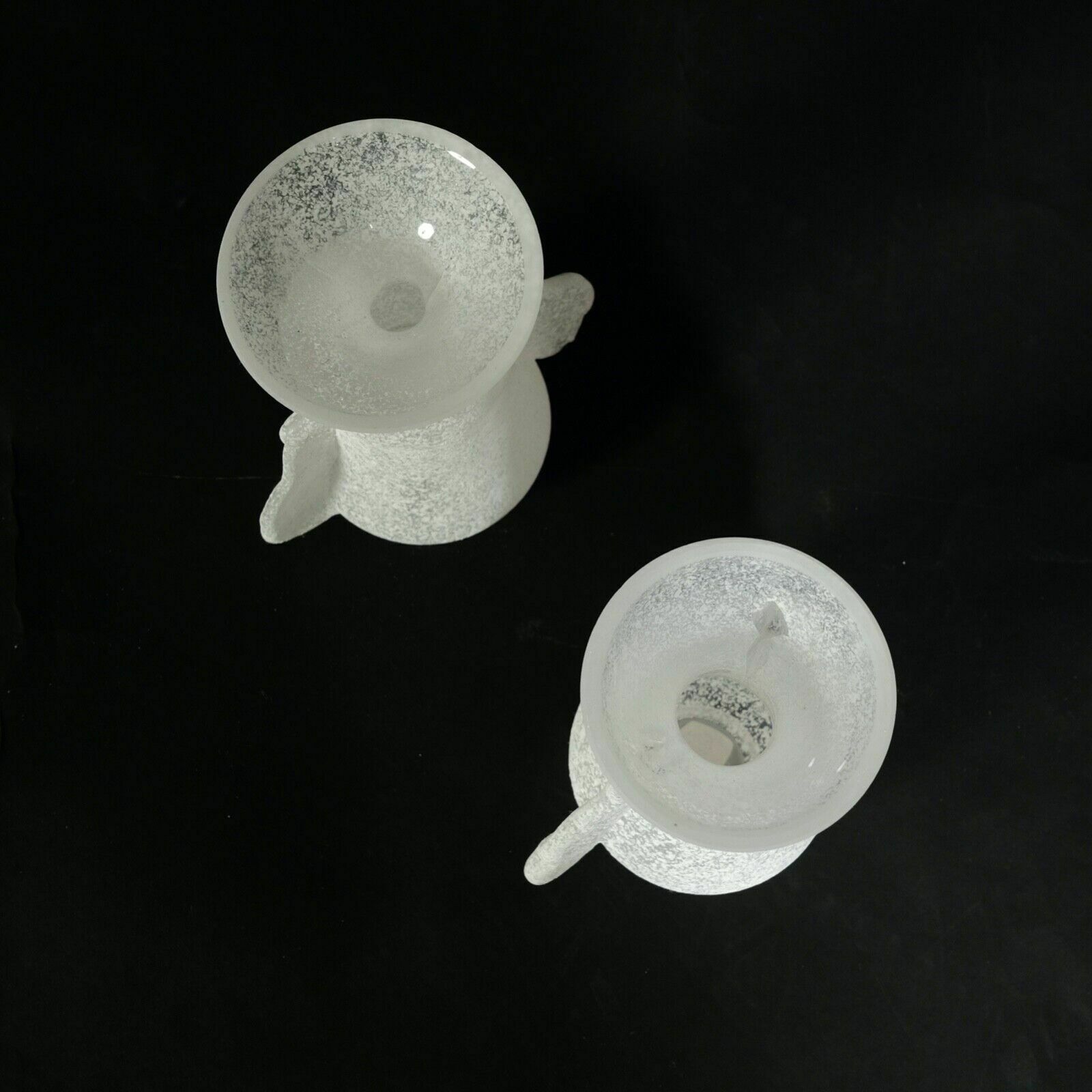 Seguso White Excavation Glass Vases Pair Of Vittorio Rigattieri Murano Vases From The 70s photo vintage
