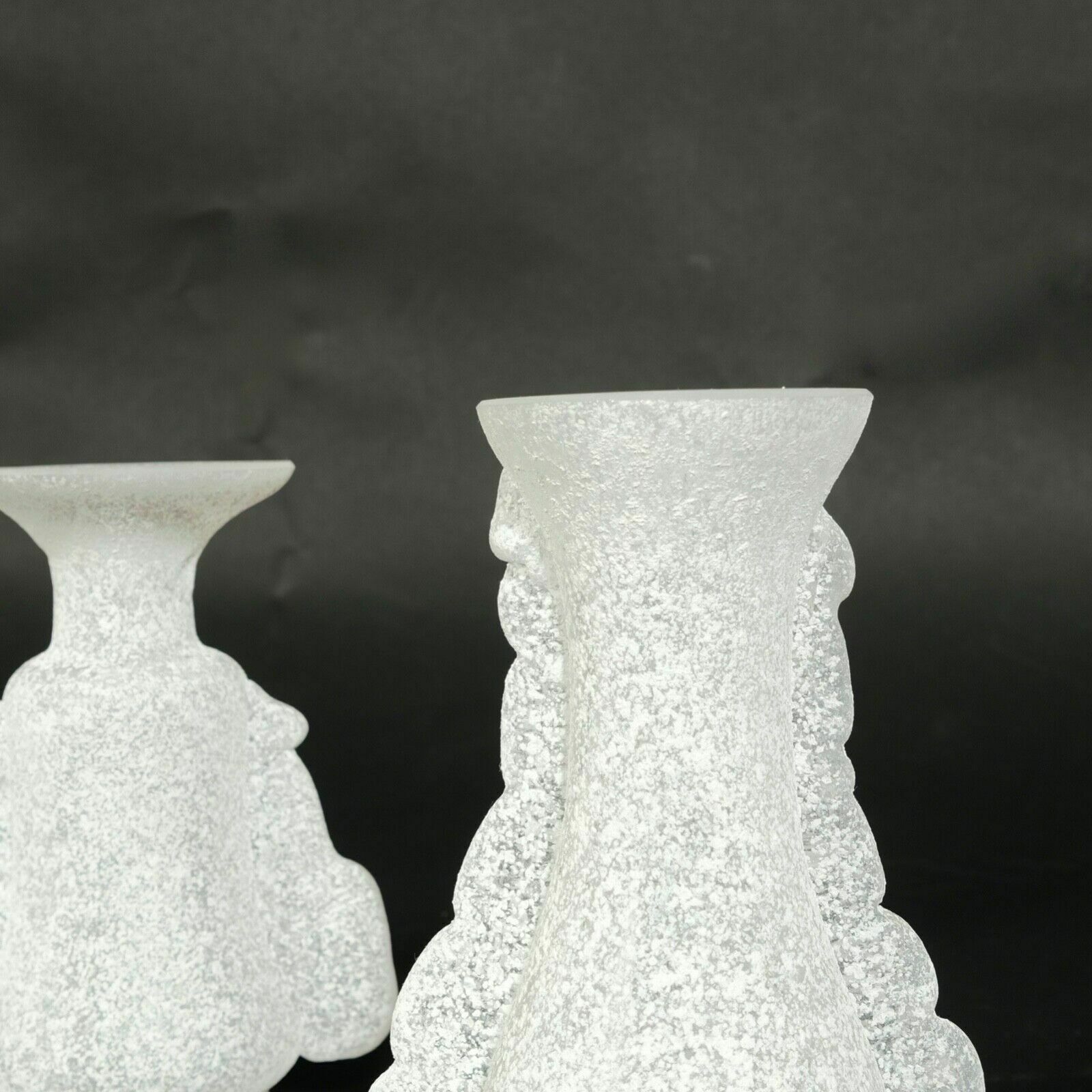 380.0 Seguso White Excavation Glass Vases Pair Of Vittorio Rigattieri Murano Vases From The 70s photo