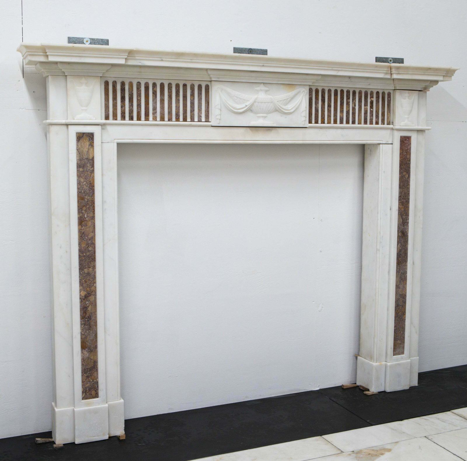 Marble Antique Late Georgian Statuary And Spanish Brocatello Inlay Chimneypiece C.1790 photo Home Fixtures