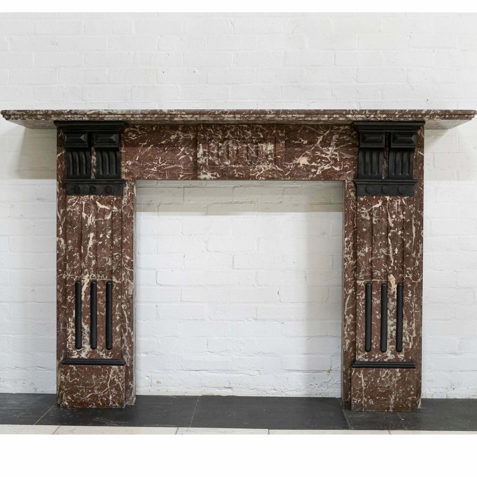 Large Antique Rouge Royal Red Marble Fireplace Surround photo for sale