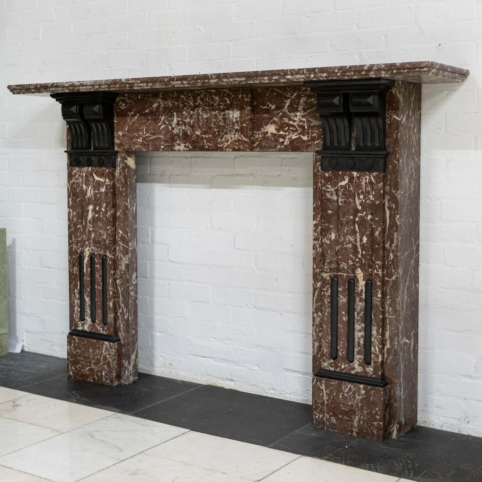 photo furniture Large Antique Rouge Royal Red Marble Fireplace Surround
