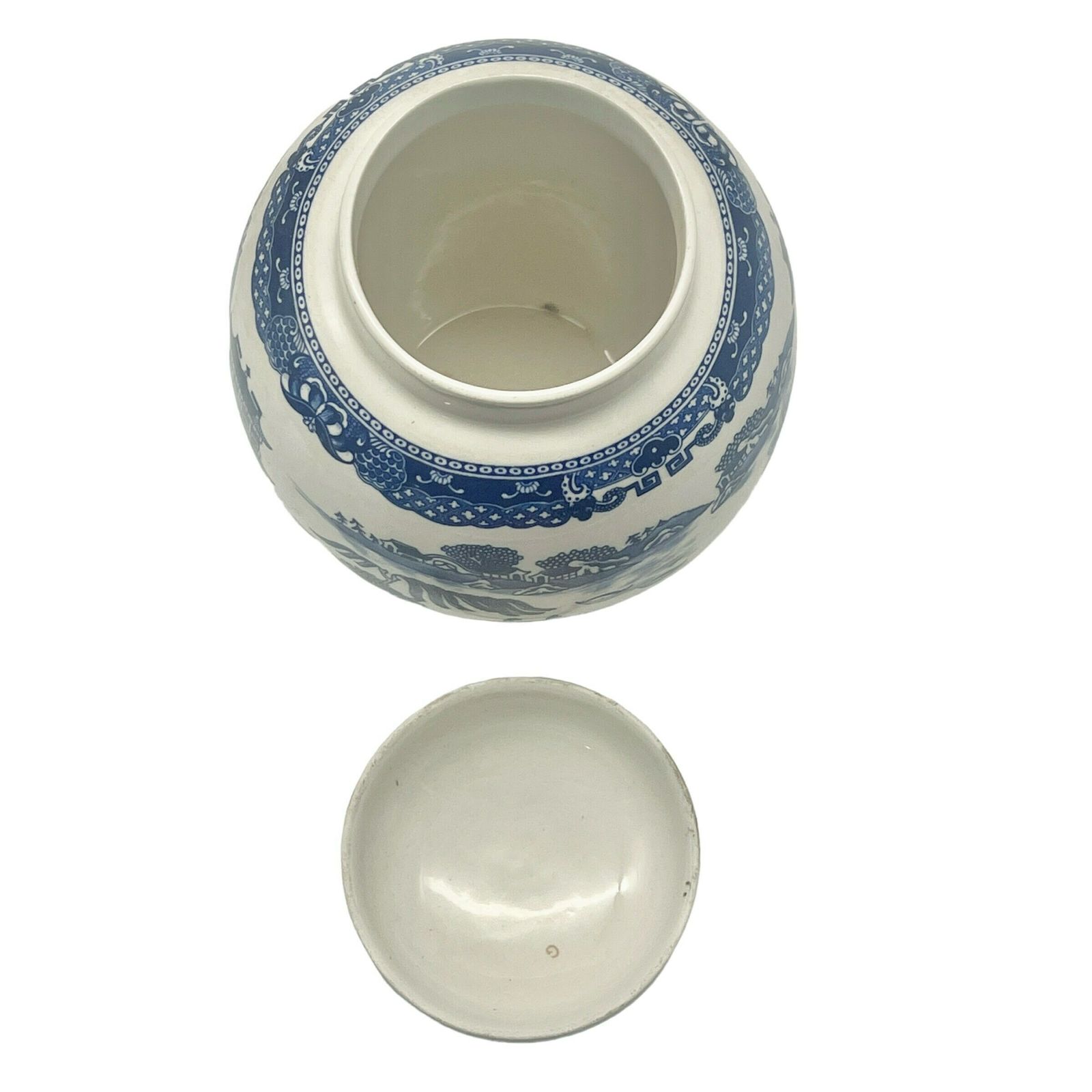 Vintage Ringtons Limited Ceramic Tea Caddy   Newcastle Upon Tyne   Blue & White Pagoda Design   Kitchenalia photo 51.0