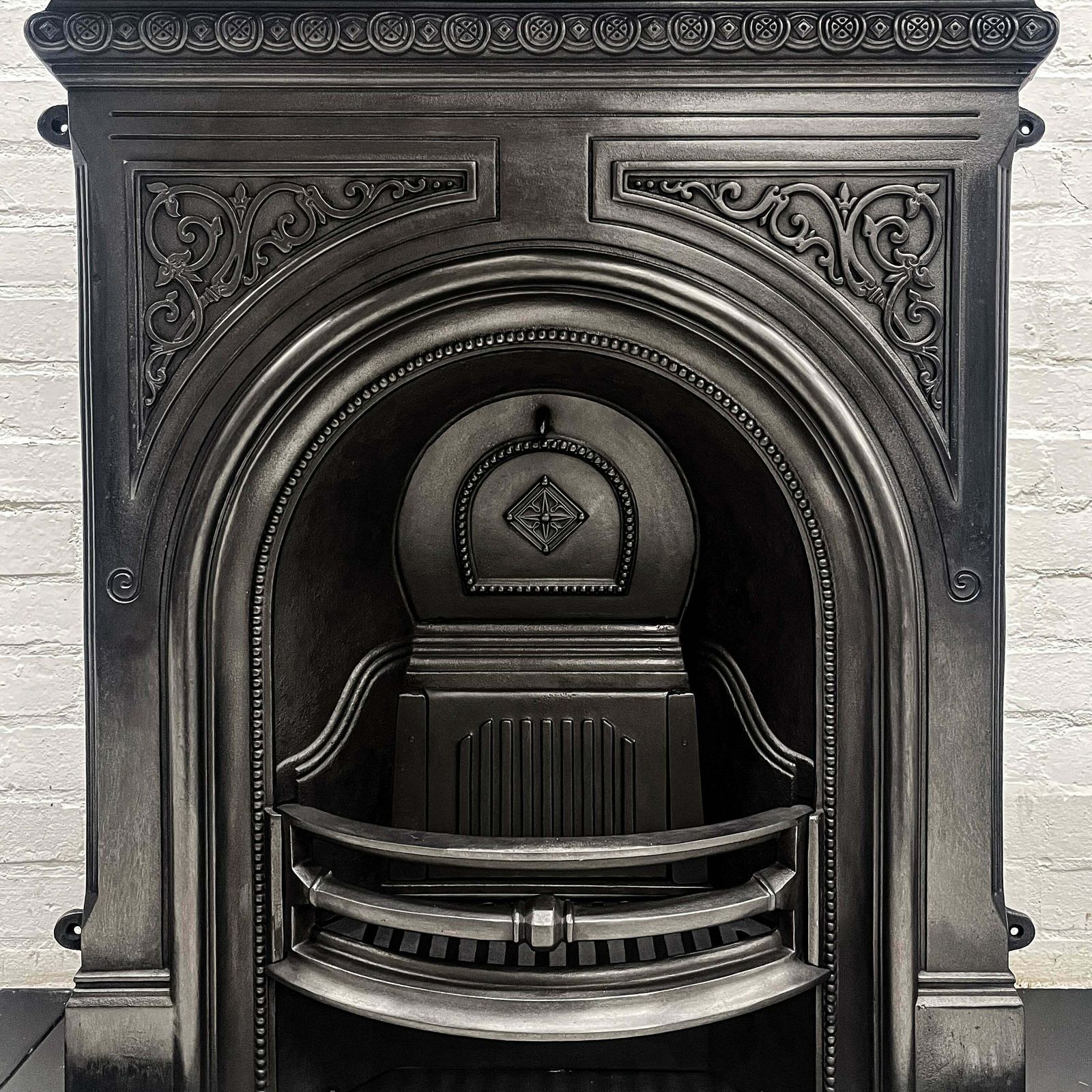 Reclaimed Victorian Cast Iron Arched Combination Fireplace photo furniture