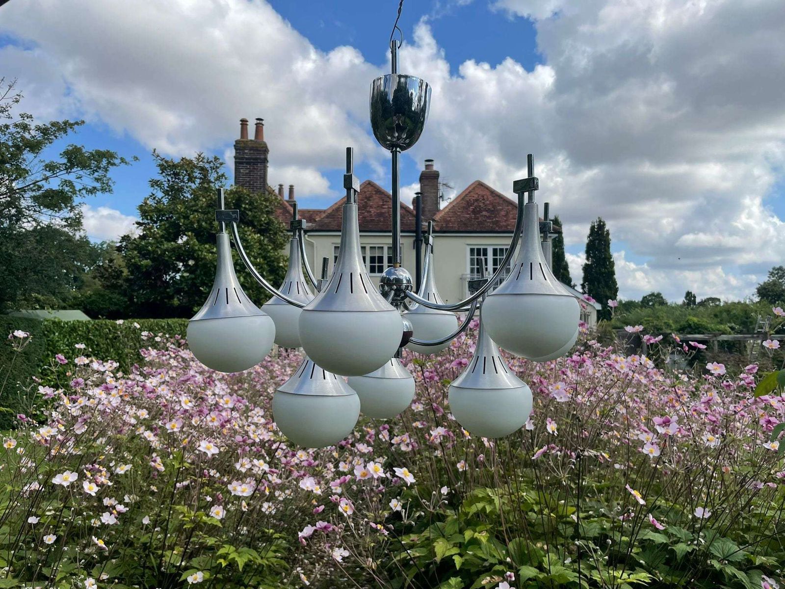 1980s Italian 'Trumpet' Chandelier In The Style Of Gaetano Sciolari photo furniture