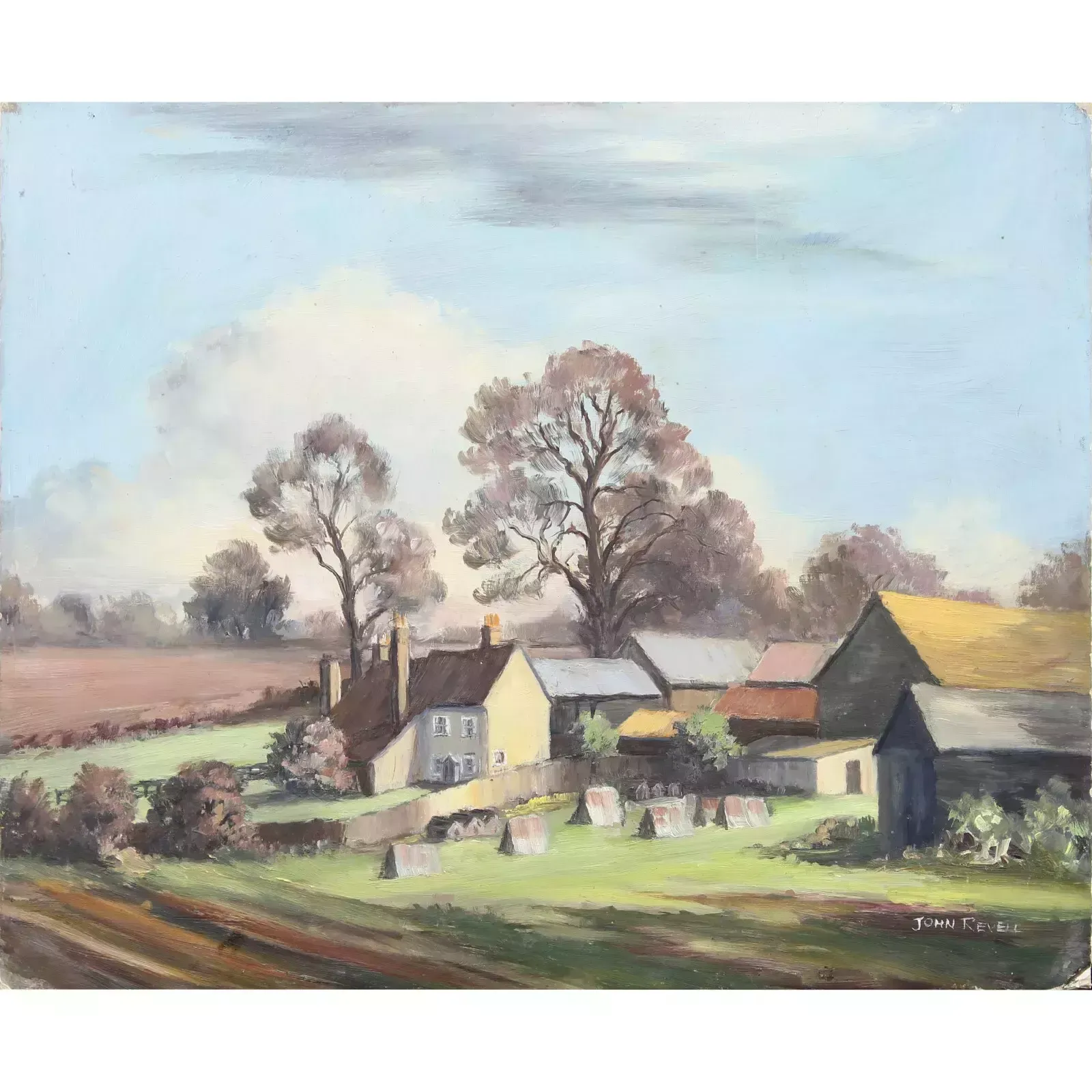 Oil On Board By John Revell. Wood End Farm