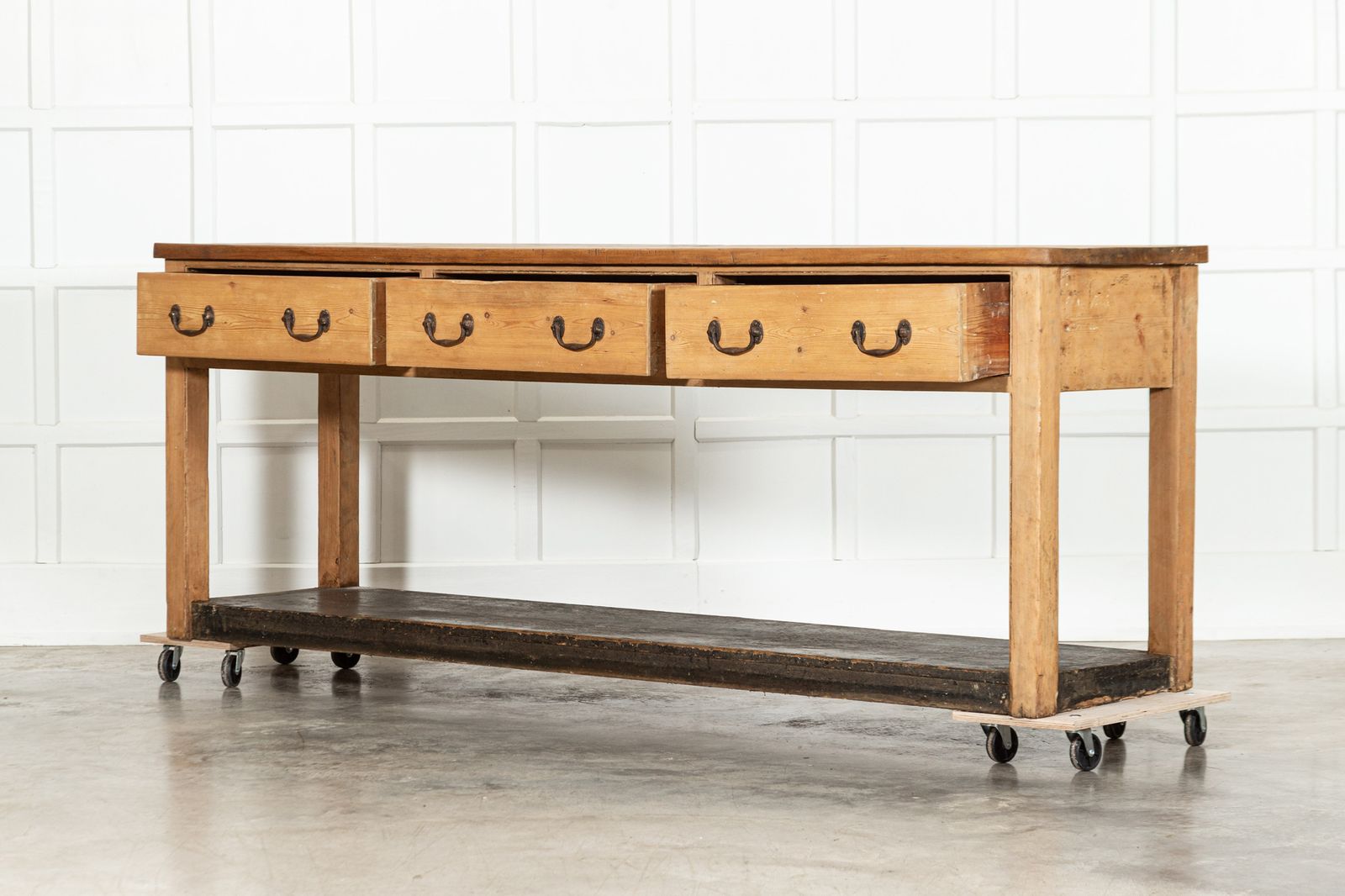 Monumental English Georgian Country House Pine Potboard Dresser Base photo Furniture