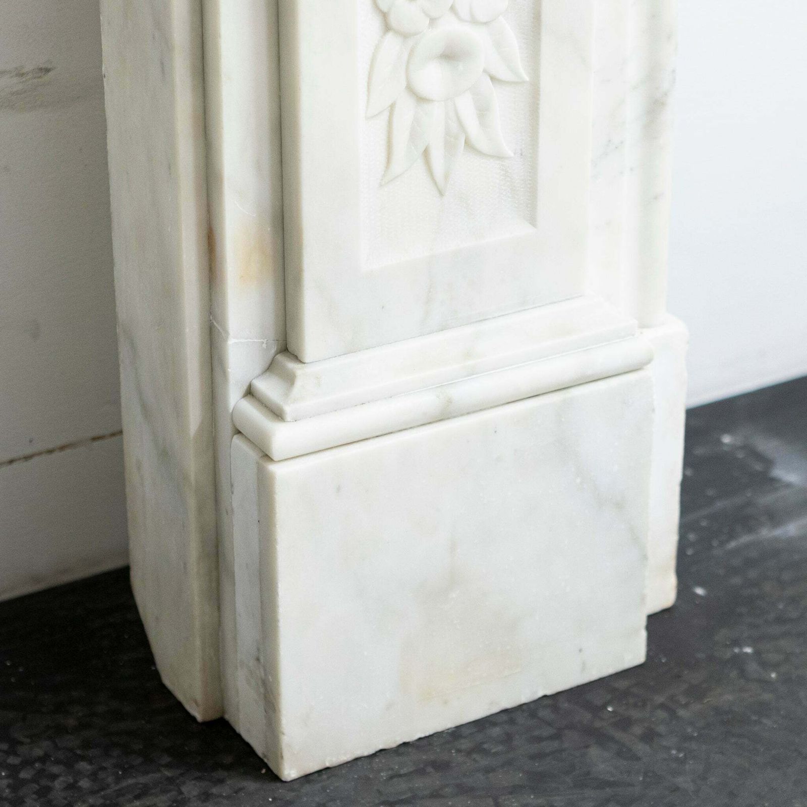 Antique Victorian Carved Statuary Marble Arched Chimneypiece photo vintage