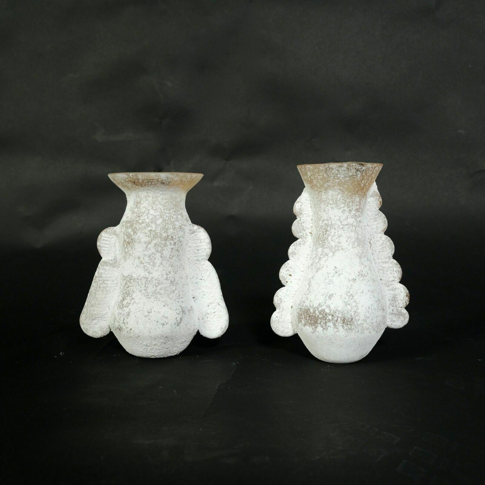 Pair Of Seguso Vases Ocher Glass Vases Vittorio Rigattieri Murano 1970s photo vintage