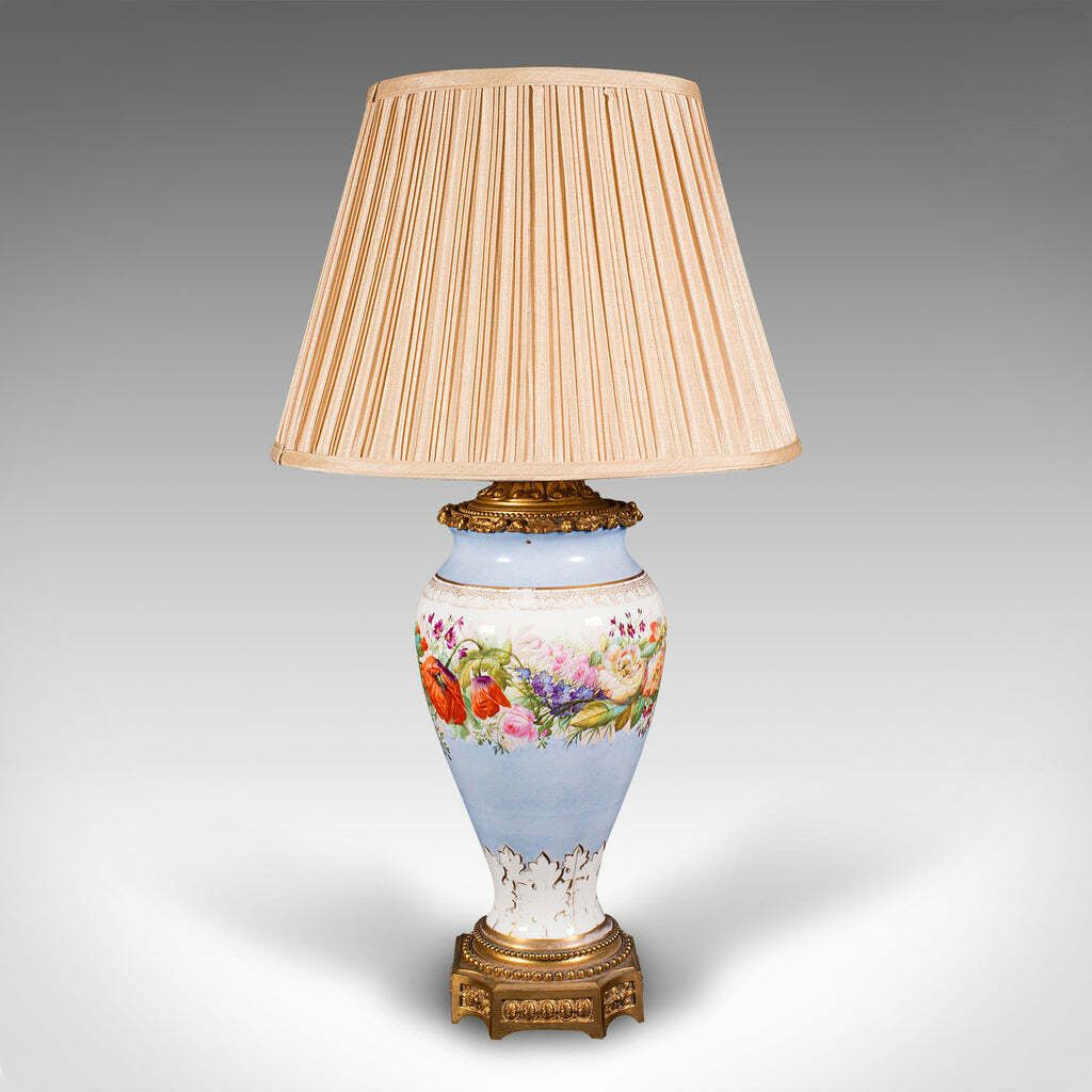Vintage Cafe Lamp, French, Ceramic, Gilt Metal, Decorative Table Light, C.1930 photo vinterior
