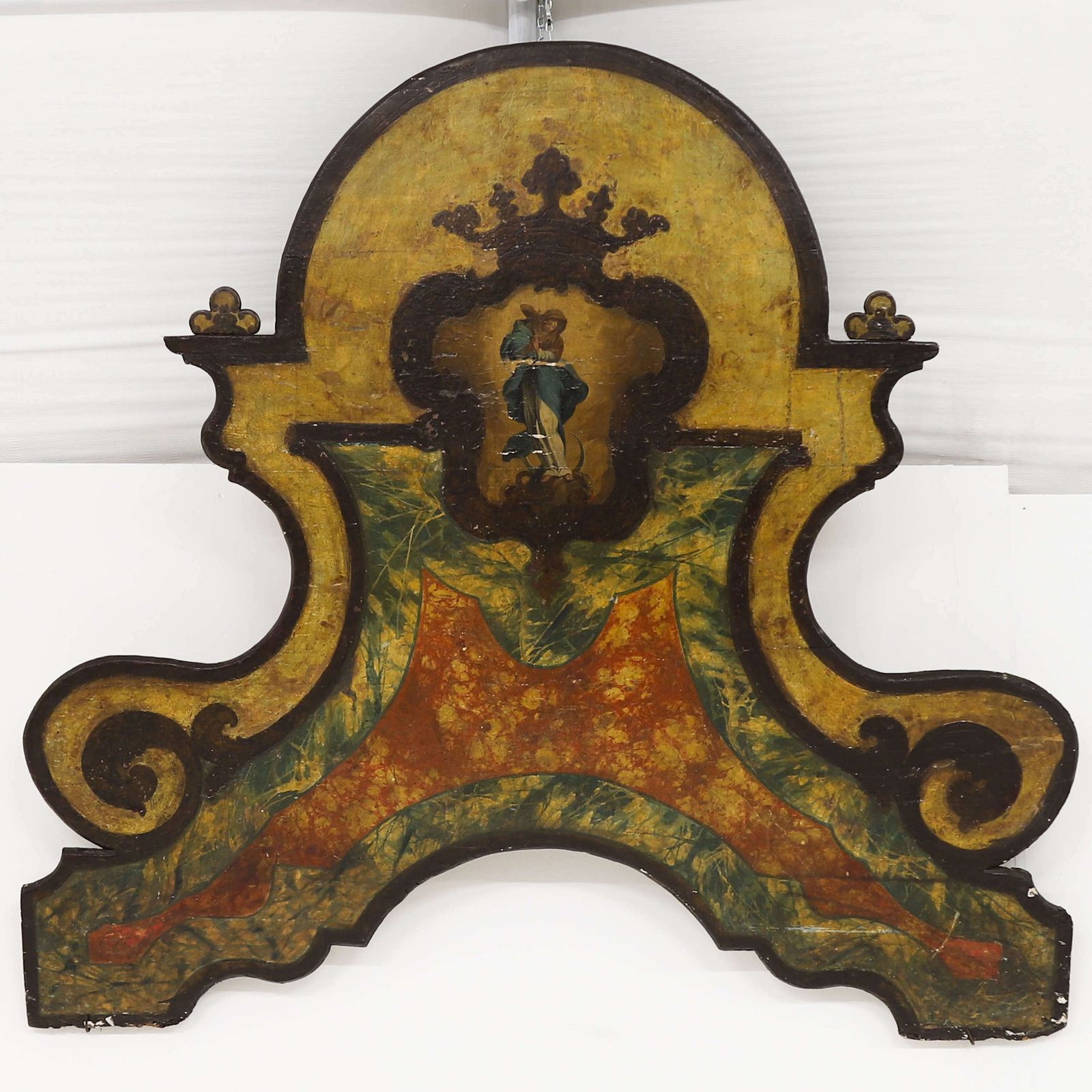 19th C Hand Painted Spanish Panel Headboard Overdoor photo 1825.0