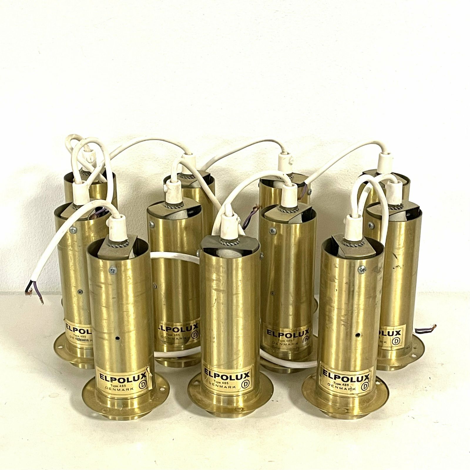 Set Of 11 Vintage Danish Minimalist Postmodern 1980s Ceiling Spot Lights In Brass Metal   Design From Elpolux photo furniture