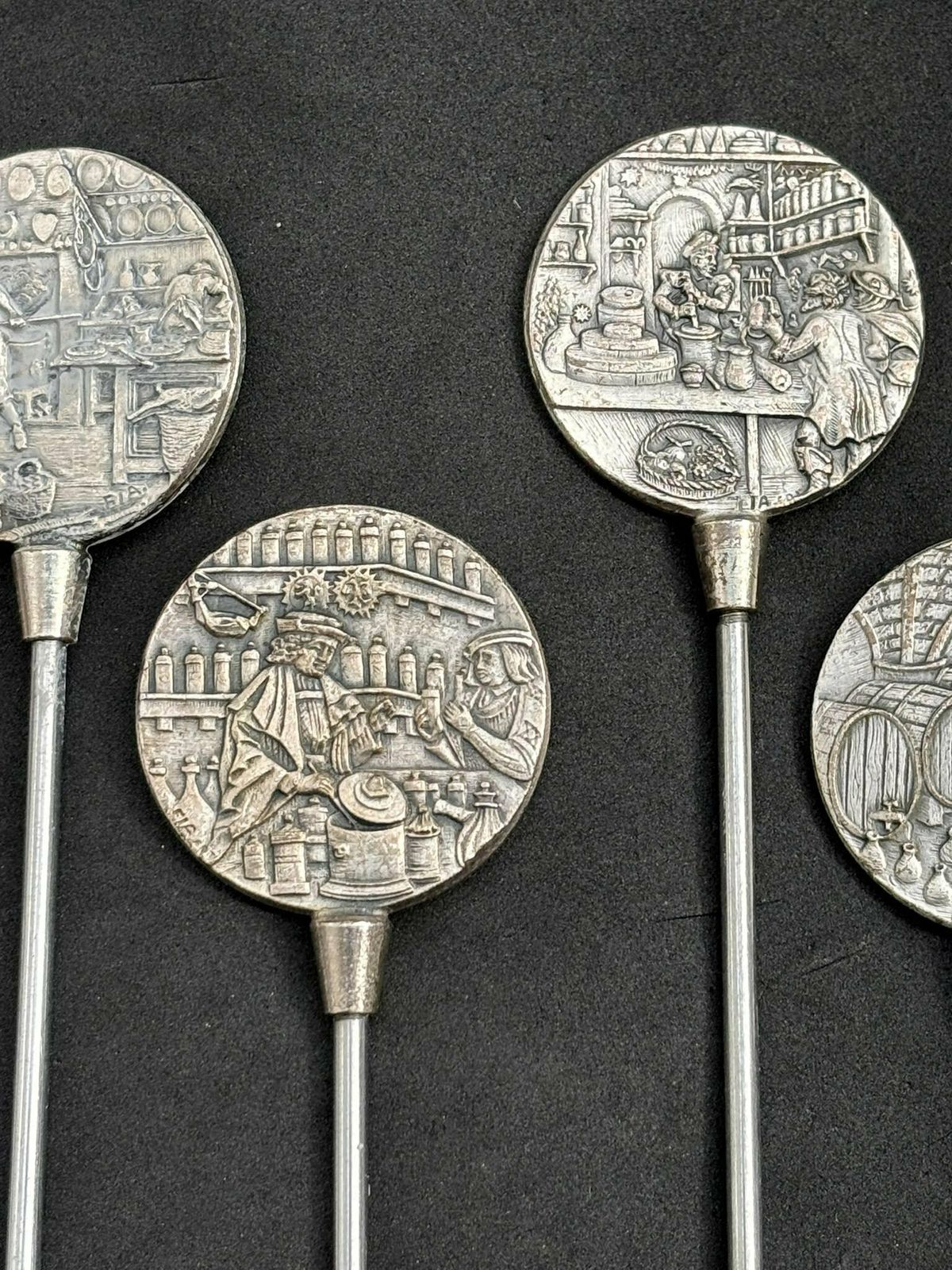 Skewers Set 6 Old Profession Illustrations Barbecue Grill Picks Made In France Very Rare Set Hunter Gift Meat Seafood Wild Meat Gift photo Home Decor