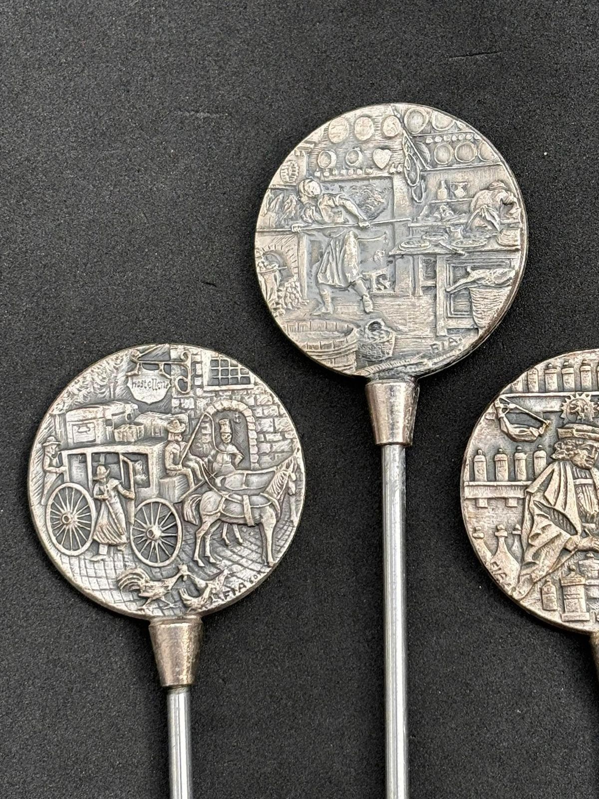 Skewers Set 6 Old Profession Illustrations Barbecue Grill Picks Made In France Very Rare Set Hunter Gift Meat Seafood Wild Meat Gift photo vinterior