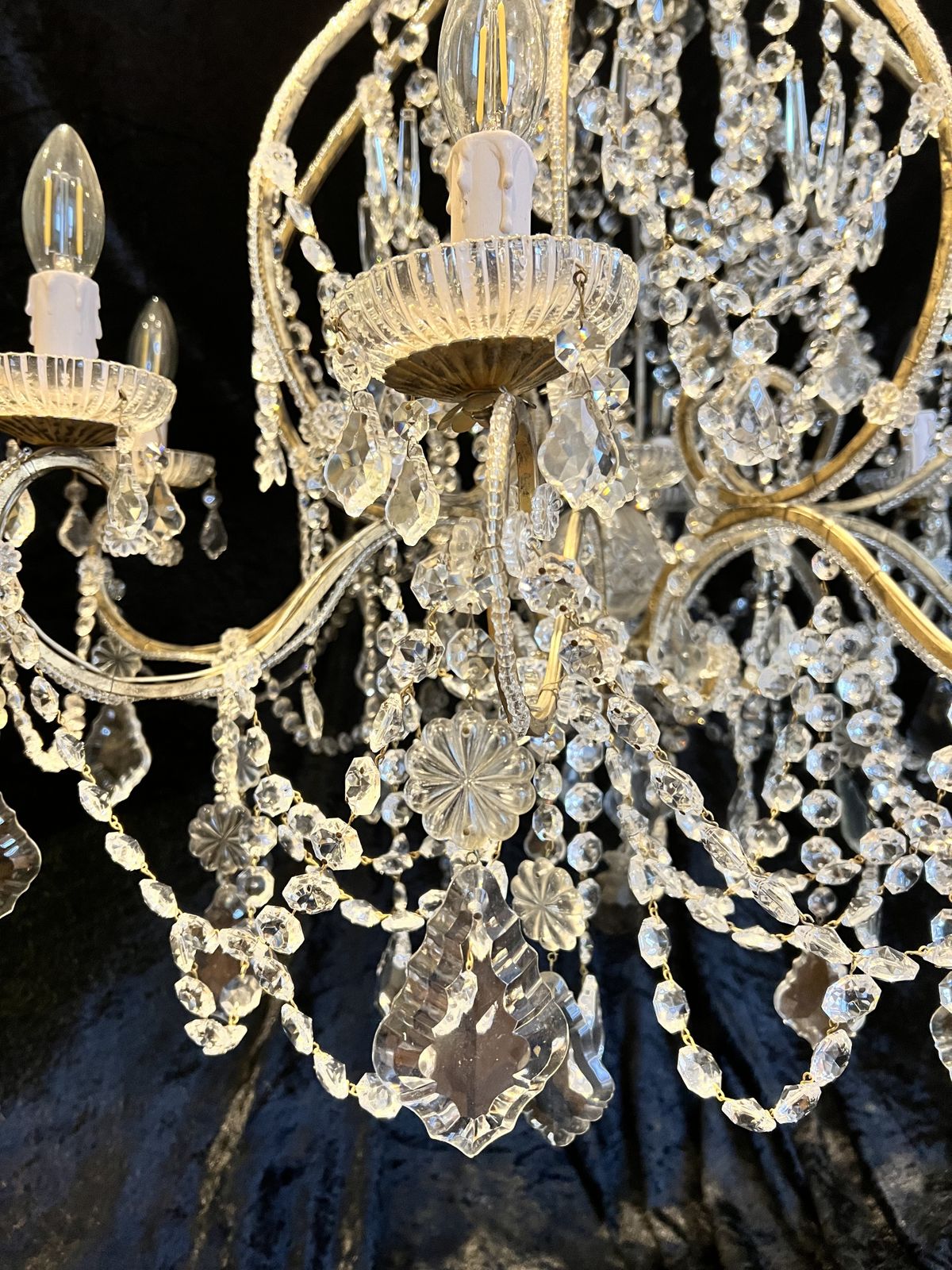 A Pair Of Eight Light Florentine Antique Chandeliers photo vintage