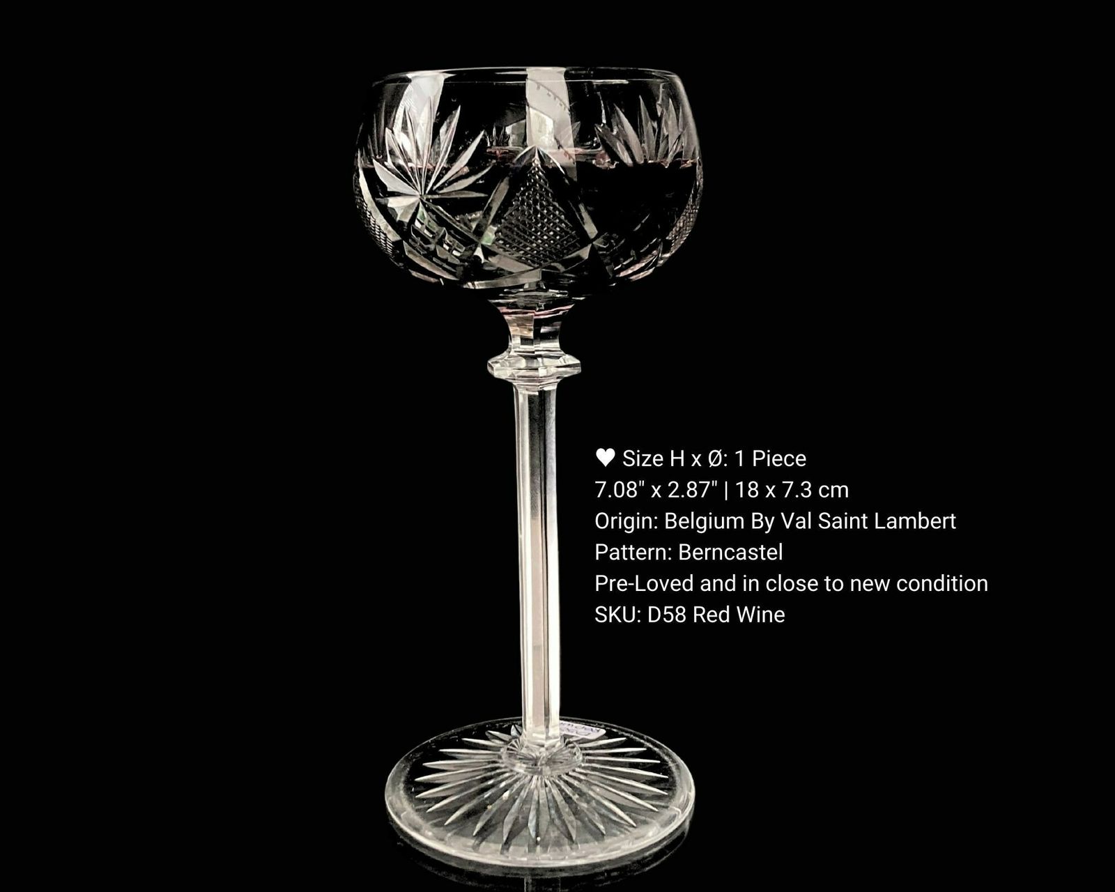 Val Saint Lambert Berncastel | Clear Crystal Glassware | Select Water, Wine Or Port | Approx 1950s photo 60.0
