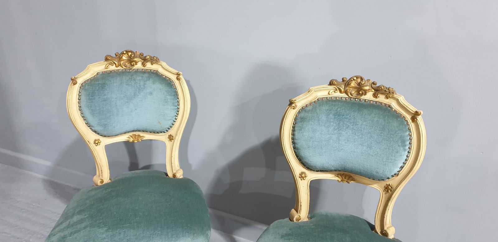 Super Pair French Painted Boudoir Chairs photo 895.0
