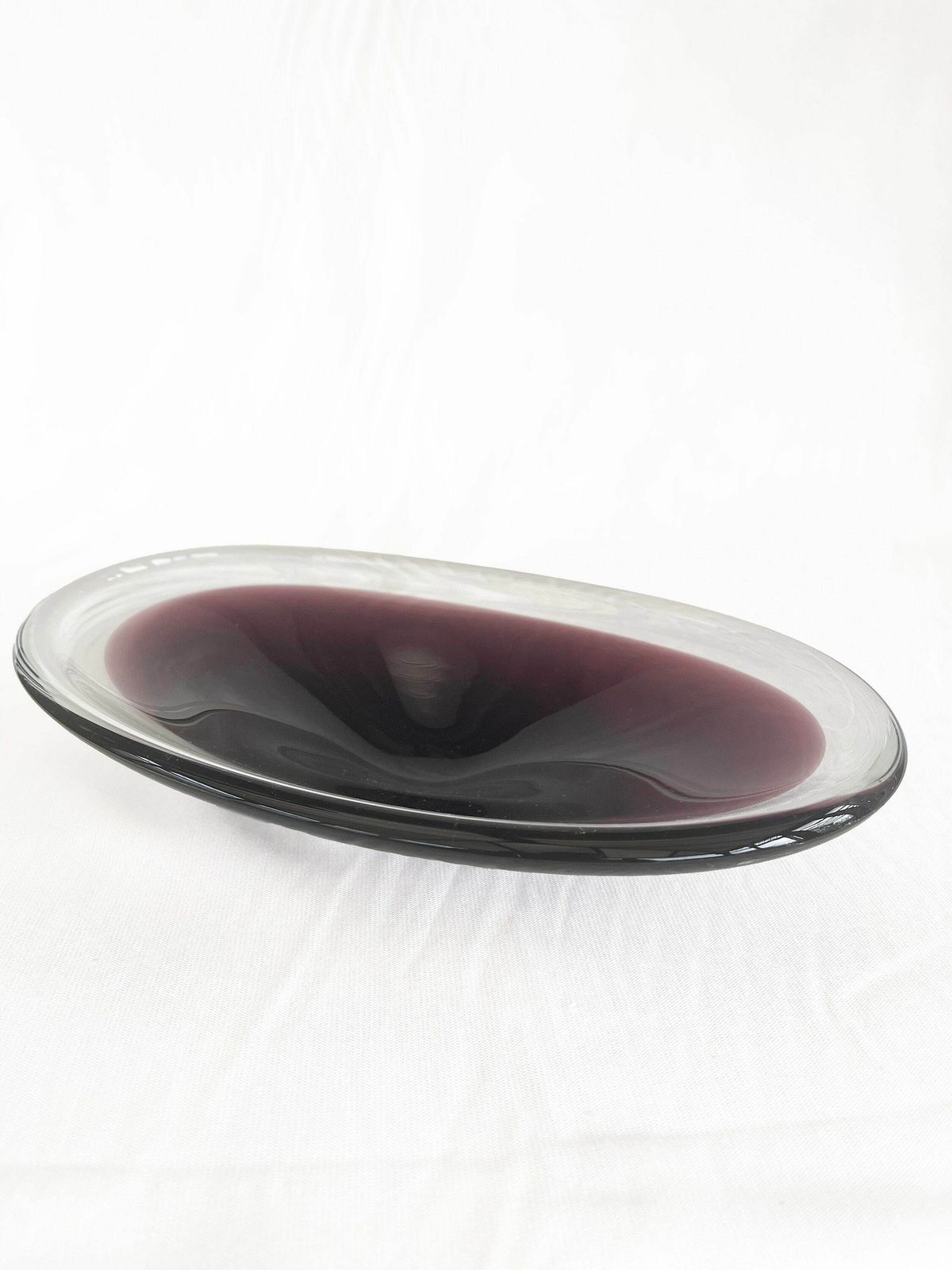 Purple Mid Century Scandinavian Biomorphic Studio Art Glass Bowl Circa 1960 photo for sale
