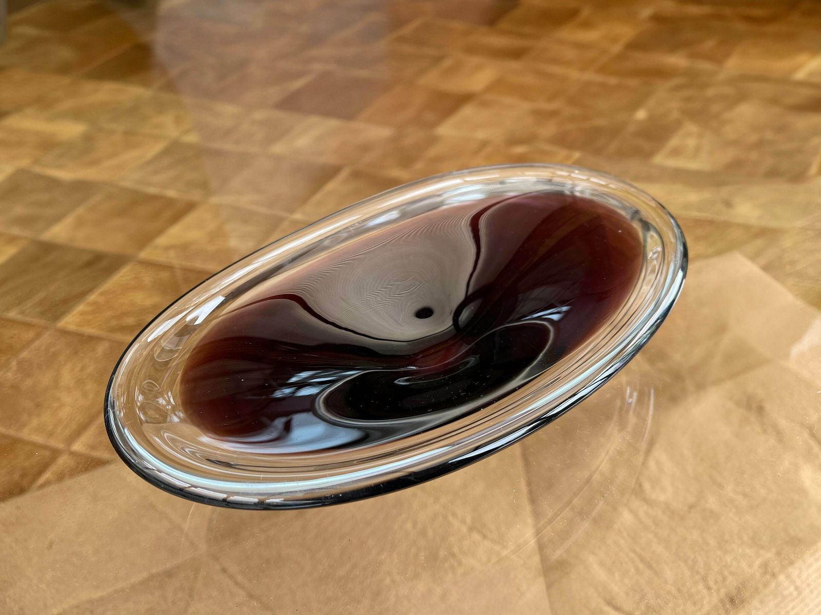 Purple Mid Century Scandinavian Biomorphic Studio Art Glass Bowl Circa 1960 photo 85.0