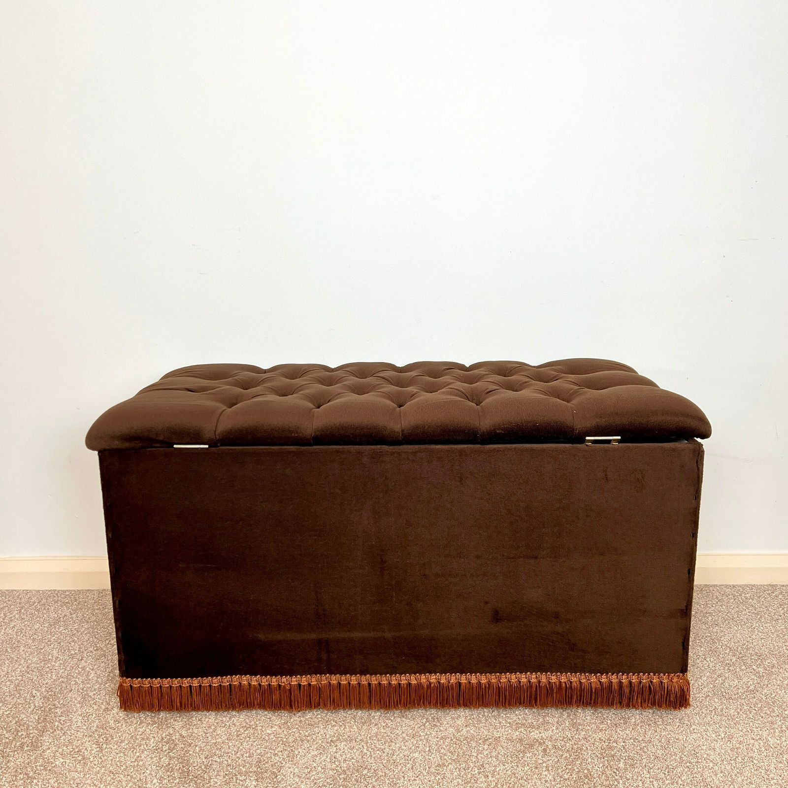 Mid Century Brown Velvet Blanket Box With Tassels 1960s photo 149.0
