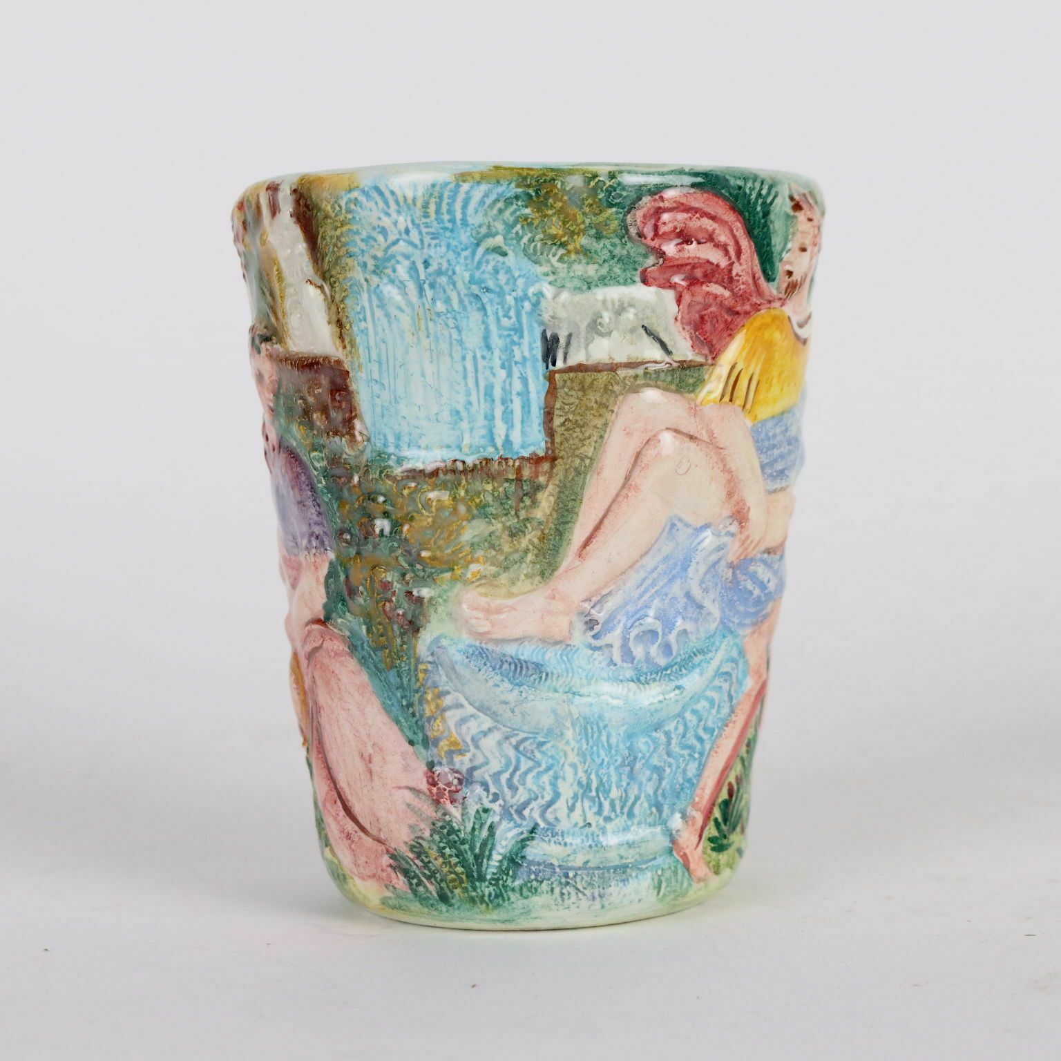 Antique Vase Majolica From Tivoli Italy XX Century photo vinterior