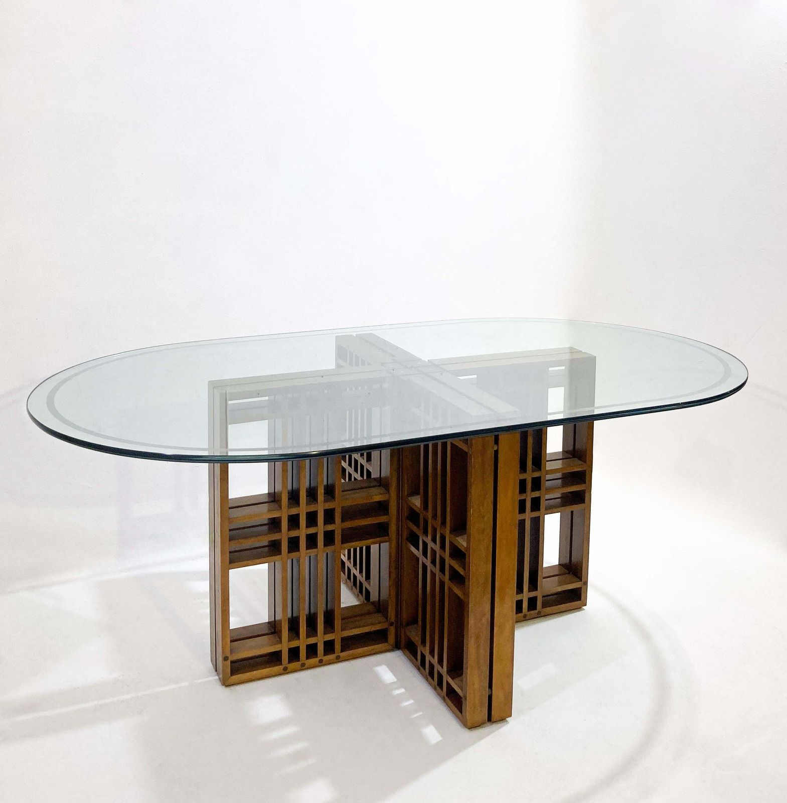 Mid Century Modern Italian Dining Table, Wood And Glass, 1960s photo 5026.0