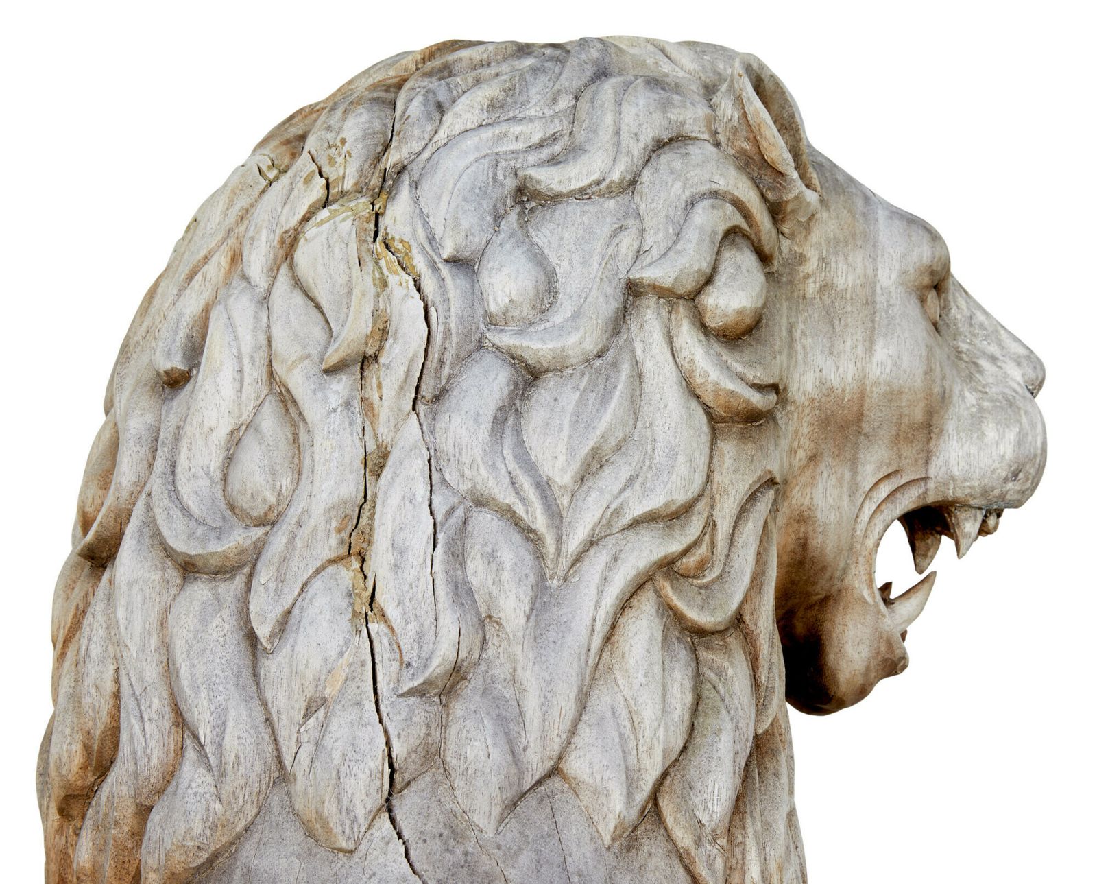 photo furniture Pair Of Mid 20th Century Carved Solid Wood Lions